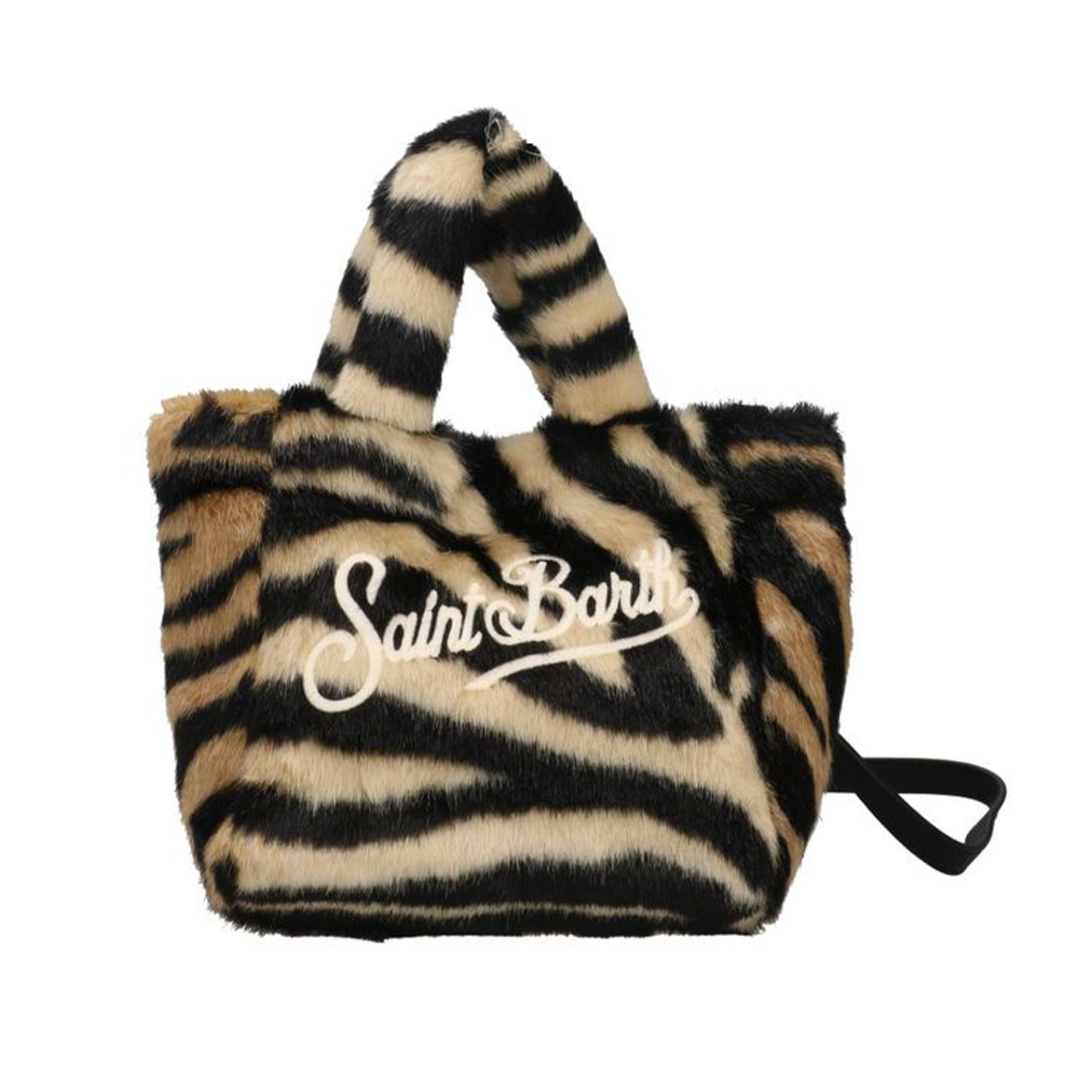 Mc2 Saint Barth Mini Soft Fur Small Vanity Bag with Zebra Shoulder Strap