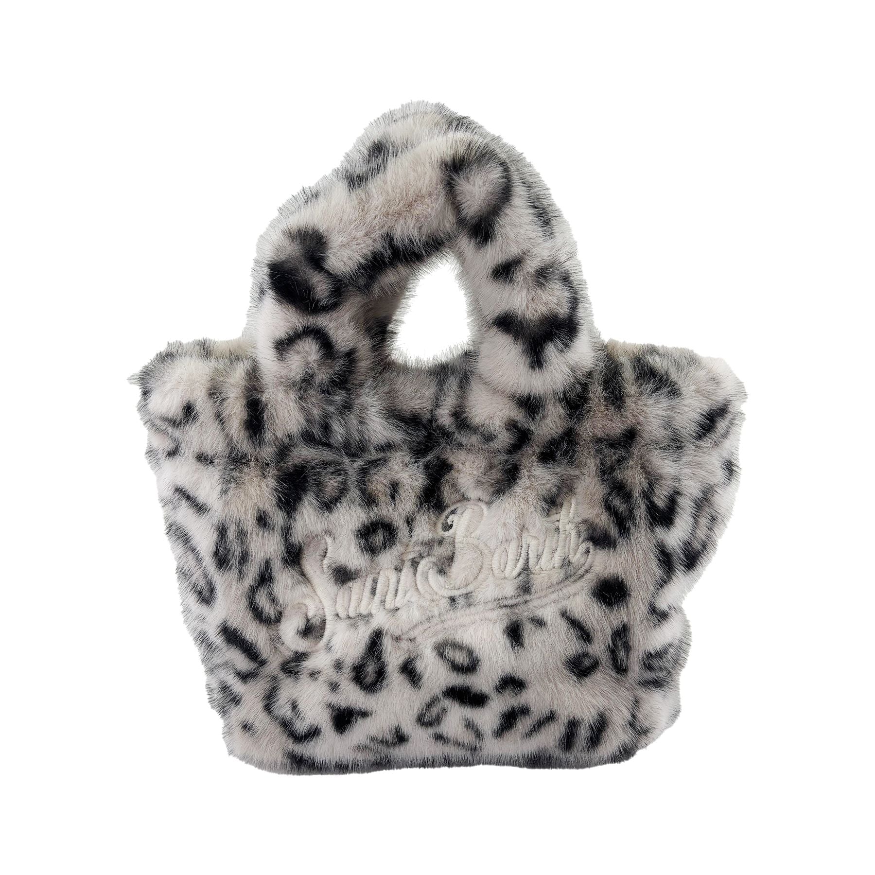 Mc2 Saint Barth Mini Soft Fur Small Vanity Bag with Leopard Shoulder Strap