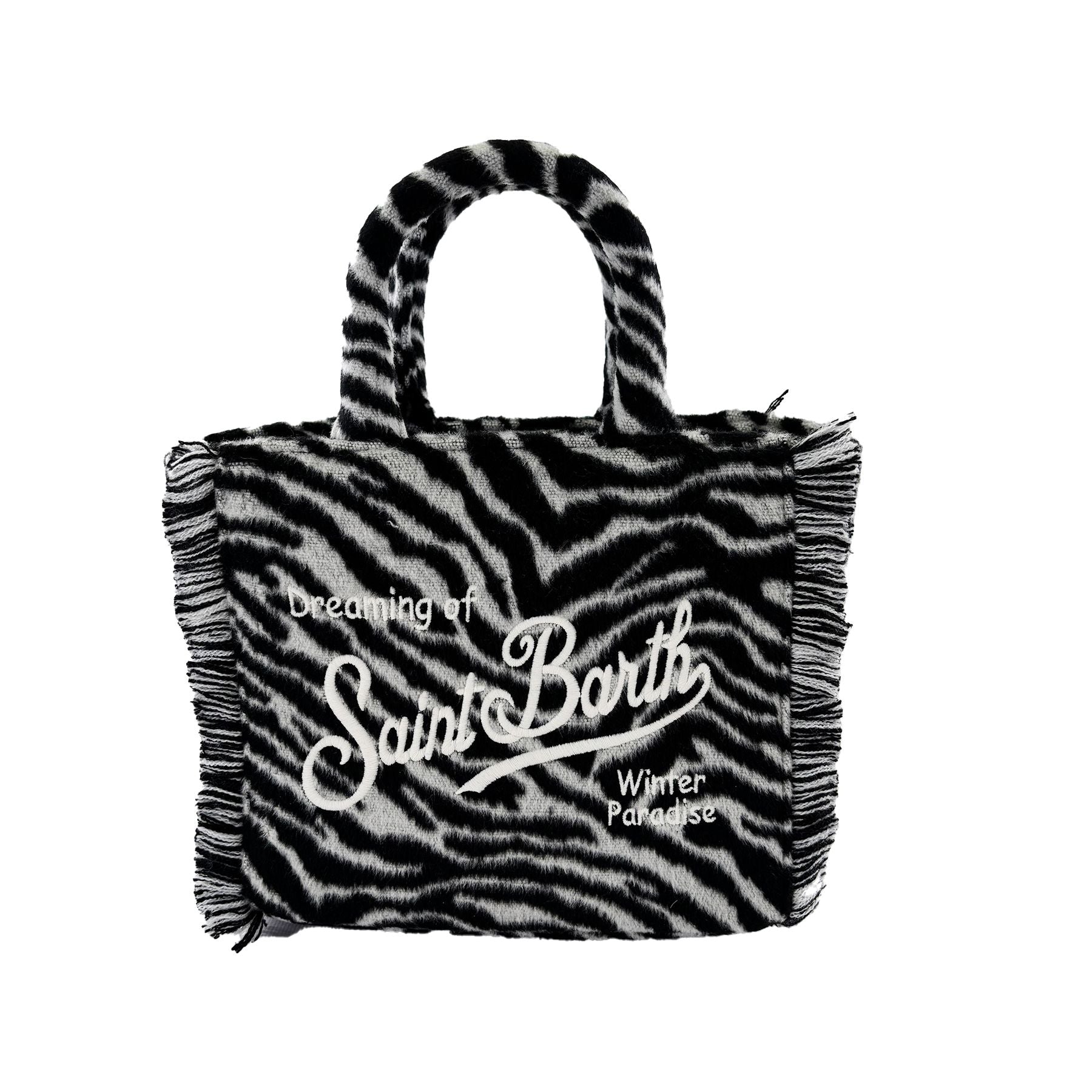 Mc2 Saint Barth Mini Felt Small Vanity Bag with Zebra Shoulder Strap