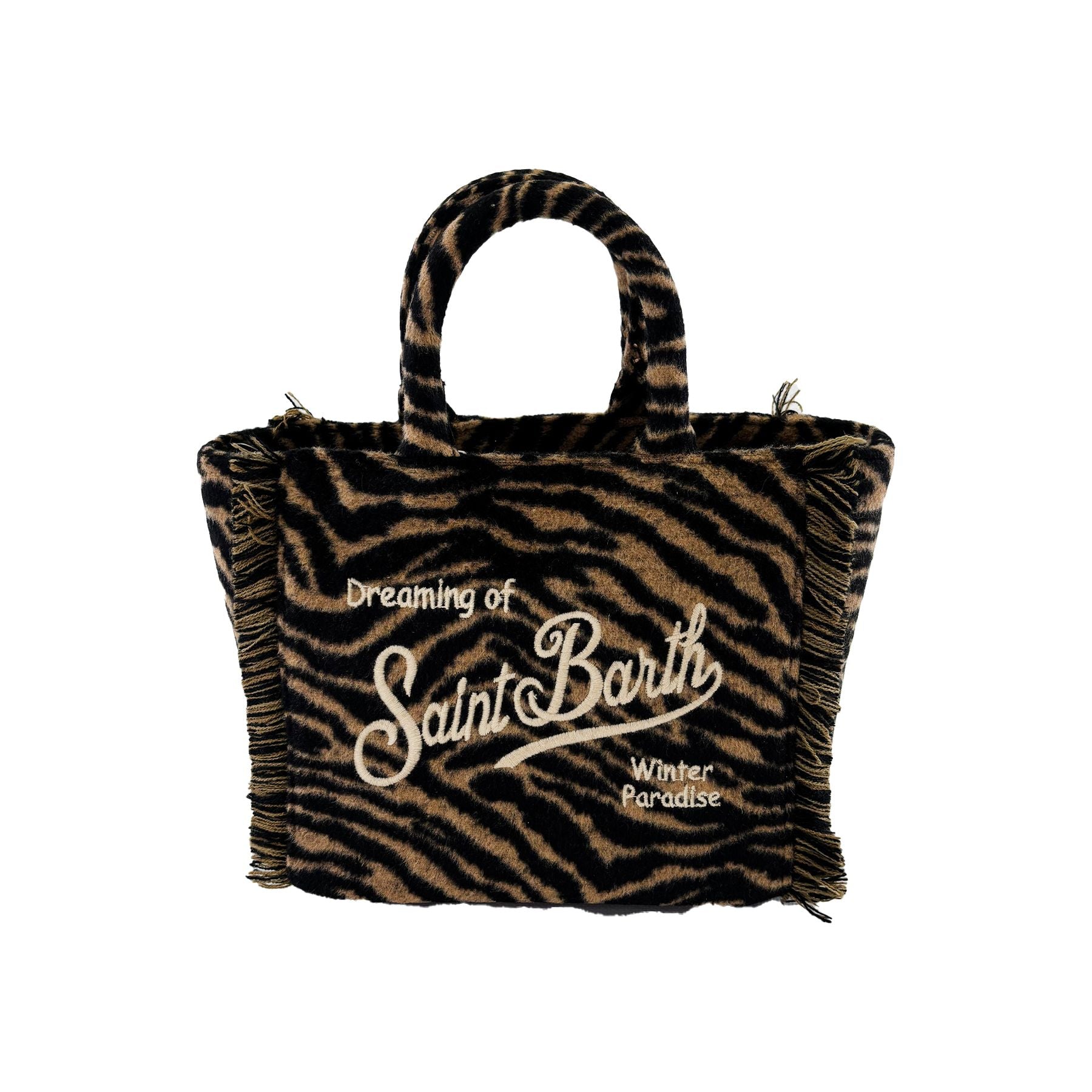 Mc2 Saint Barth Mini Felt Small Vanity Bag with Zebra Shoulder Strap