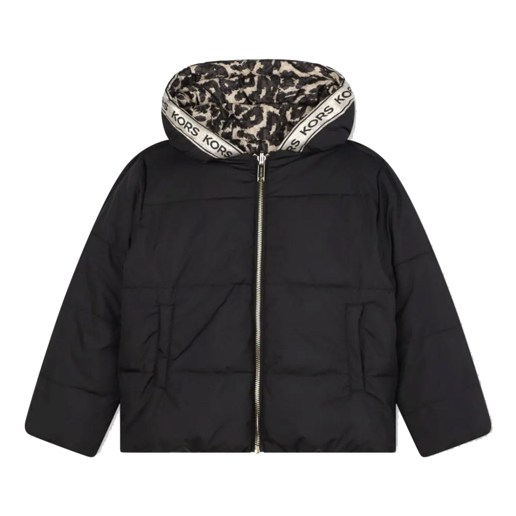 Reversible down jacket with hood