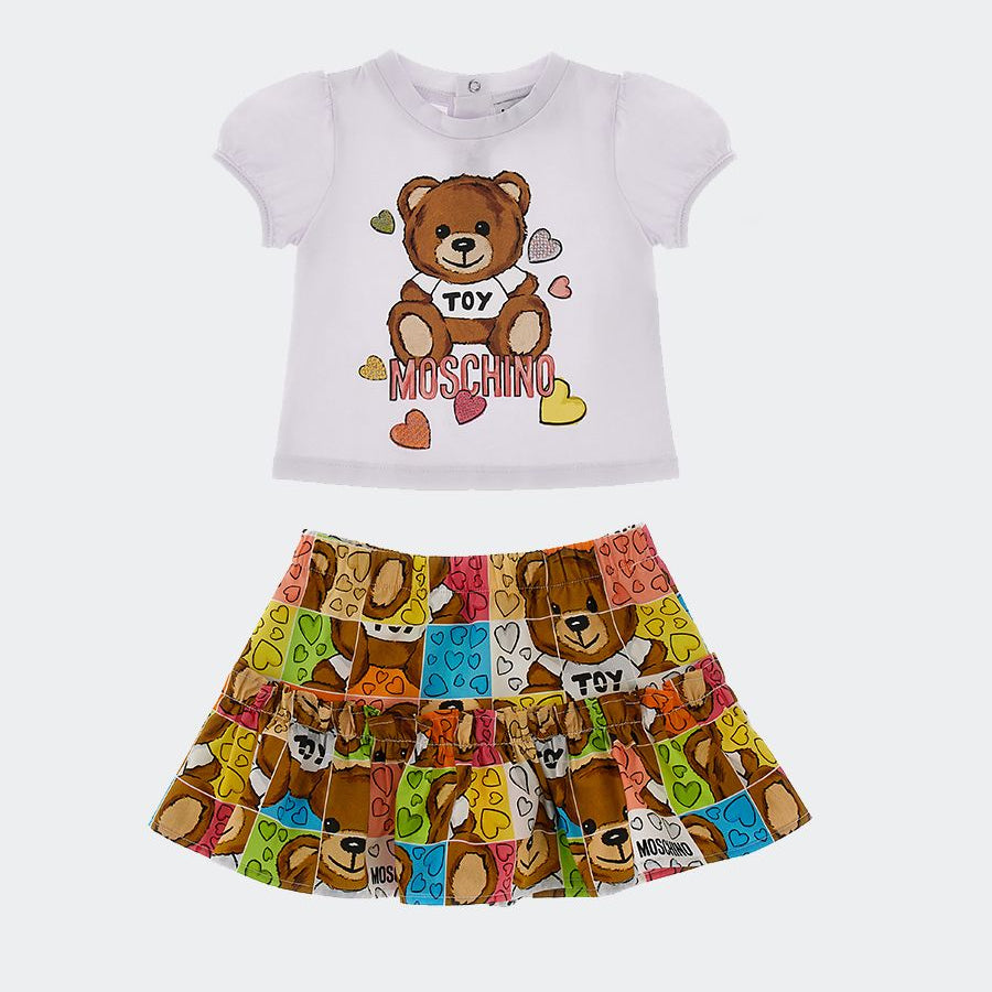 Moschino Patterned T-Shirt and Skirt Set