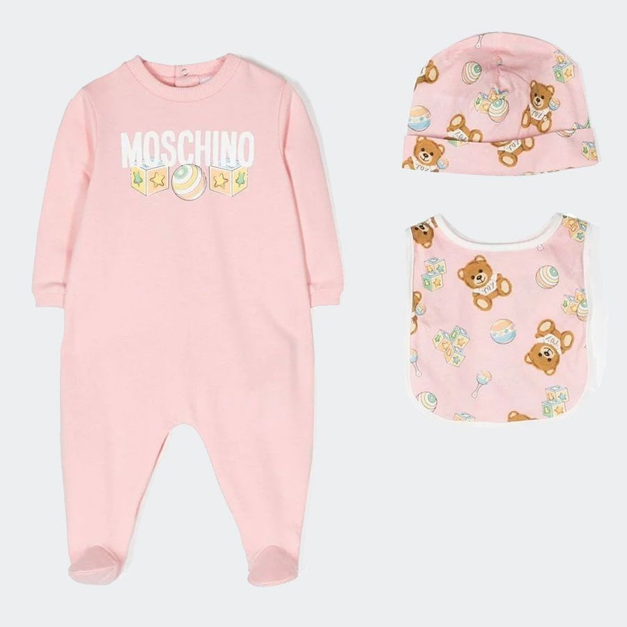 Moschino Gift Set Onesie Bib Hat