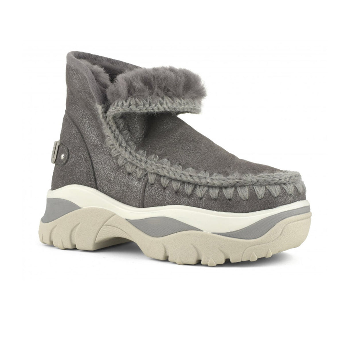 mou eskimo boots mou boots bambina saldi Mou Chunky Eskimo Sneaker Boots with Big Logo in Grey BimbiVip