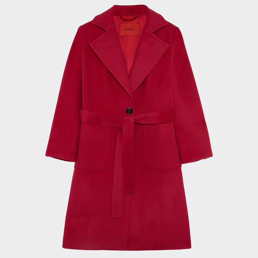 Max&co Coat with Lapel Collar and Belt