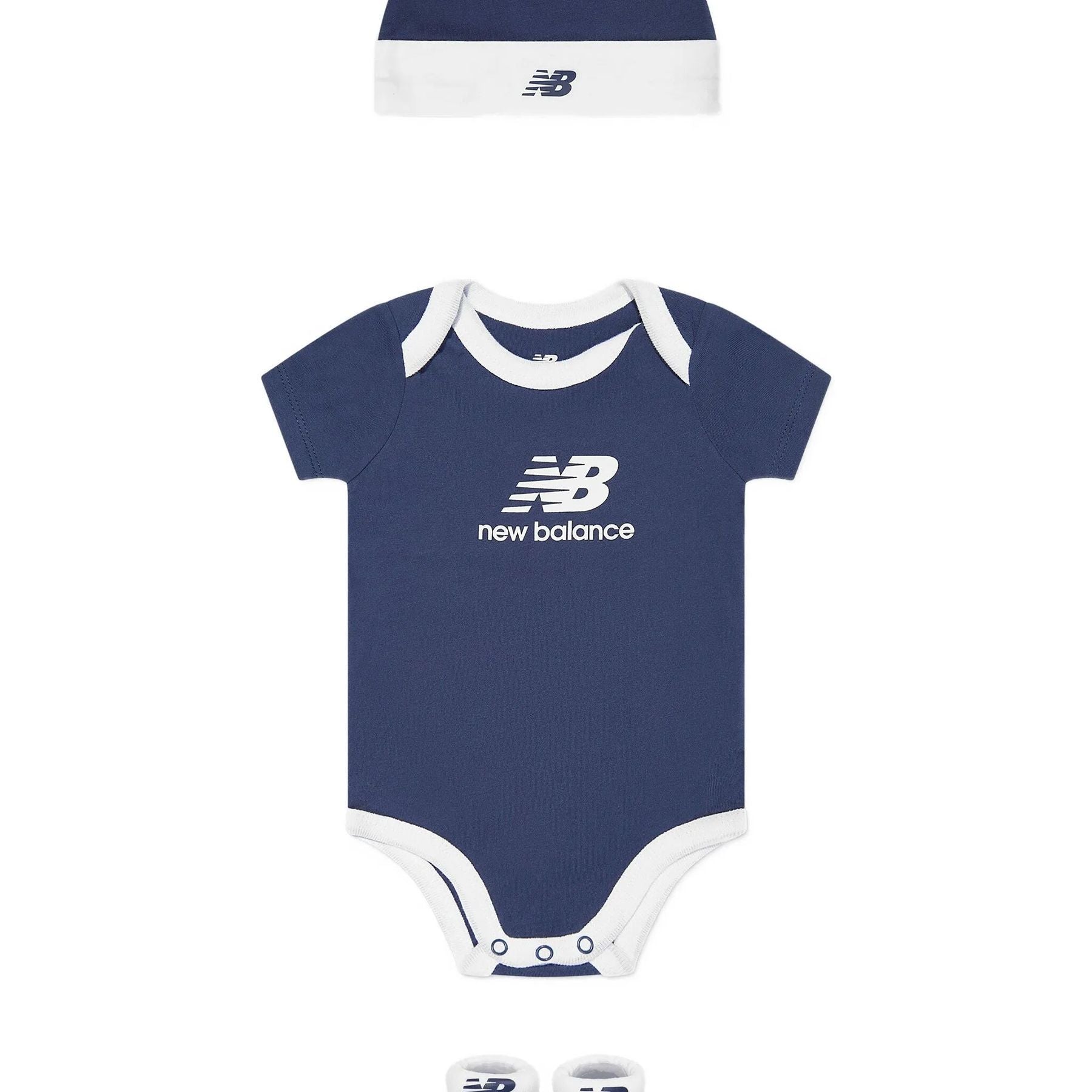 New Balance Baby Bodysuit, Hat, and Socks Gift Set, Blue