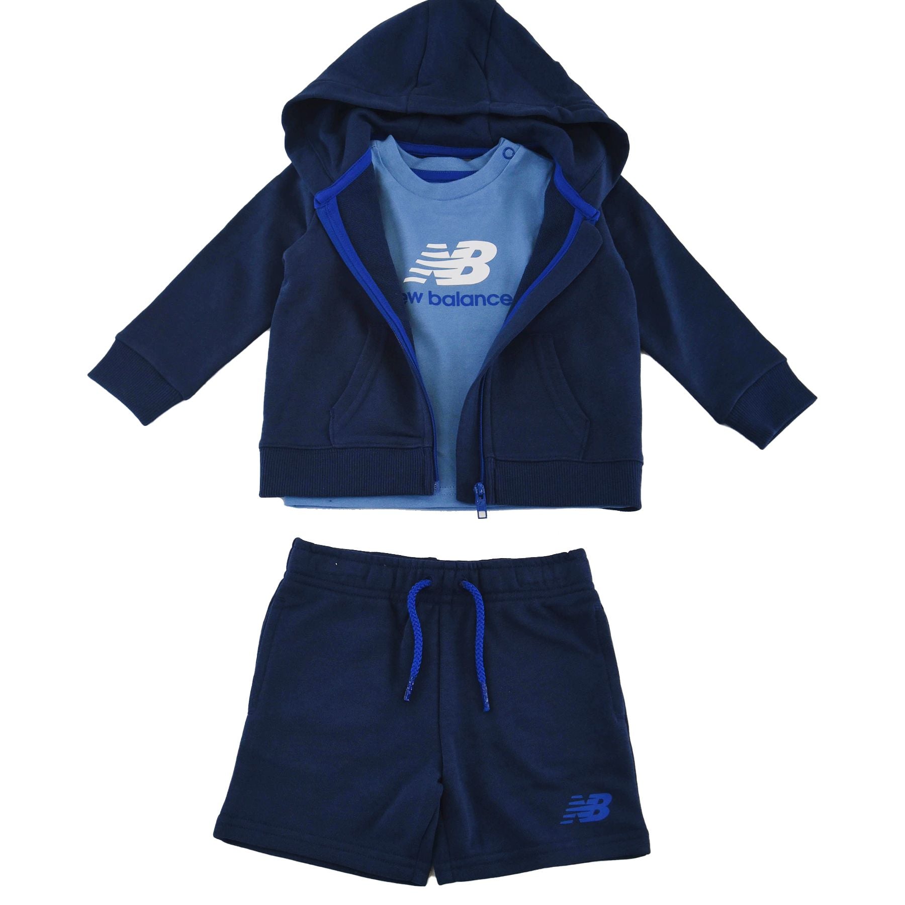 New Balance Tris Sports Set: T-shirt and Bermuda Shorts with Sweatshirt