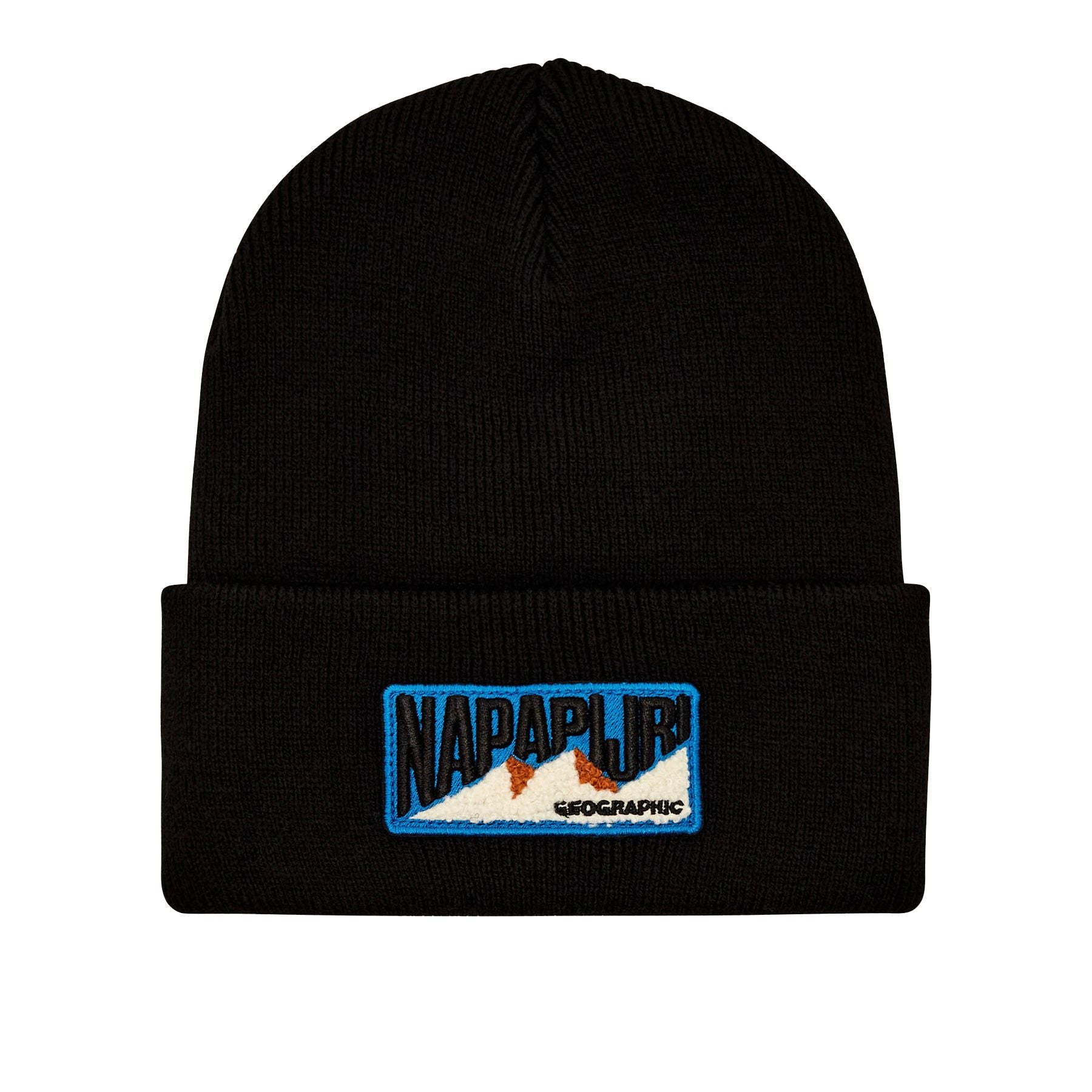 Napapijri Black Knit Hat with Patch
