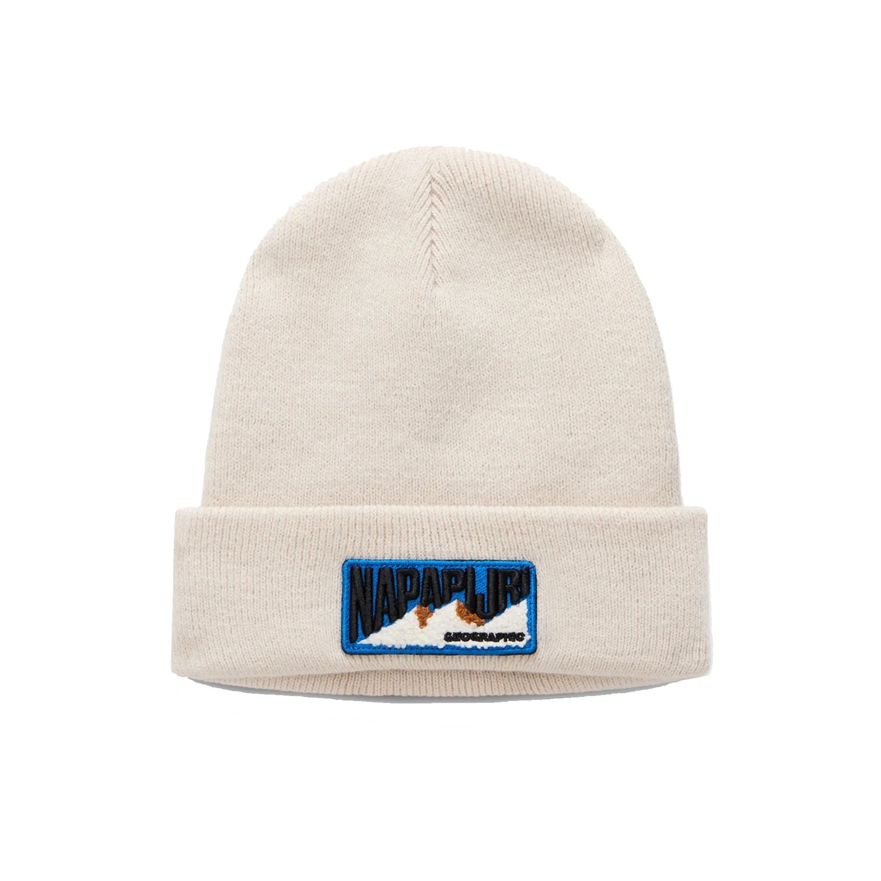 Napapijri Beige Knit Hat with Patch