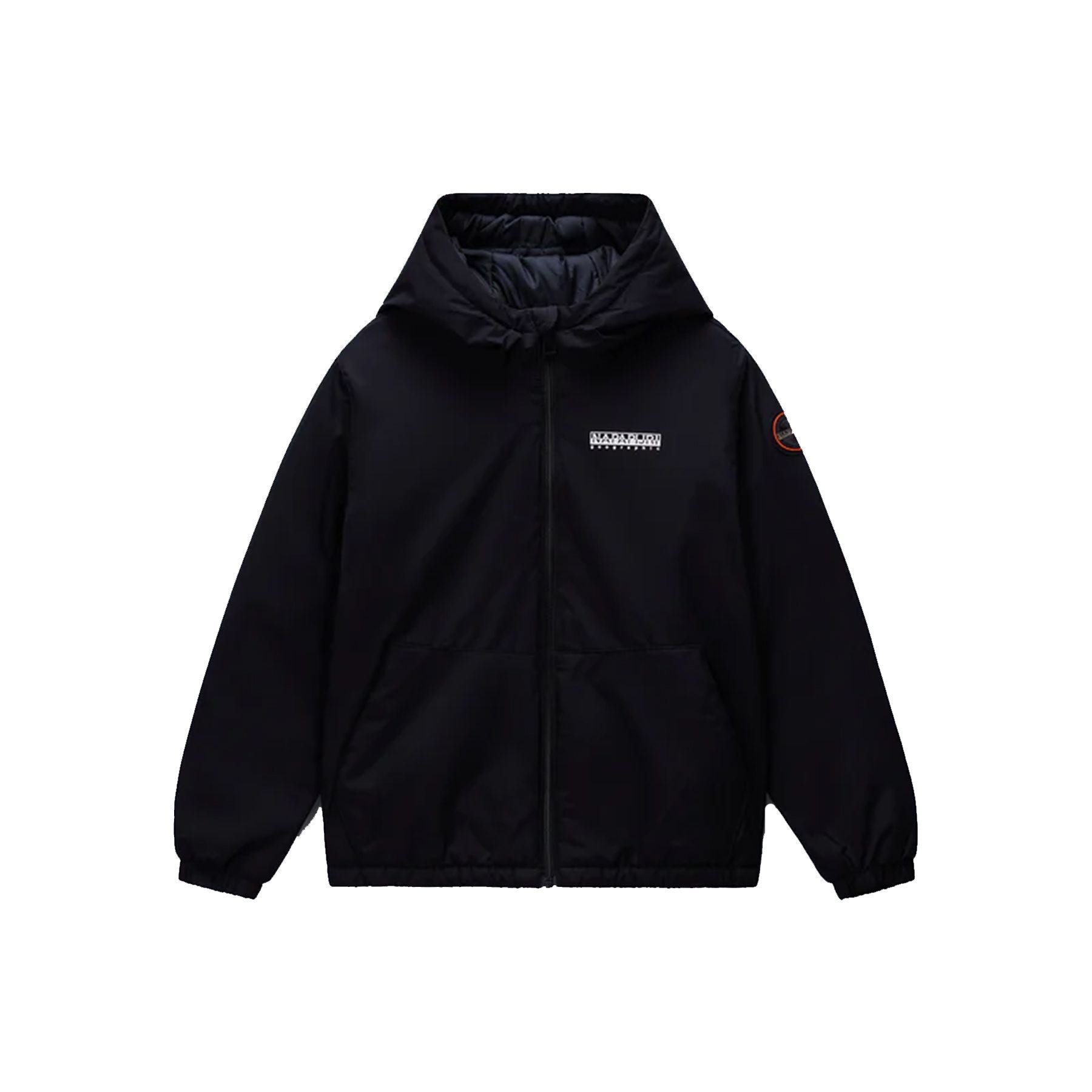 Napapijri Black Quilted Jacket with Hood