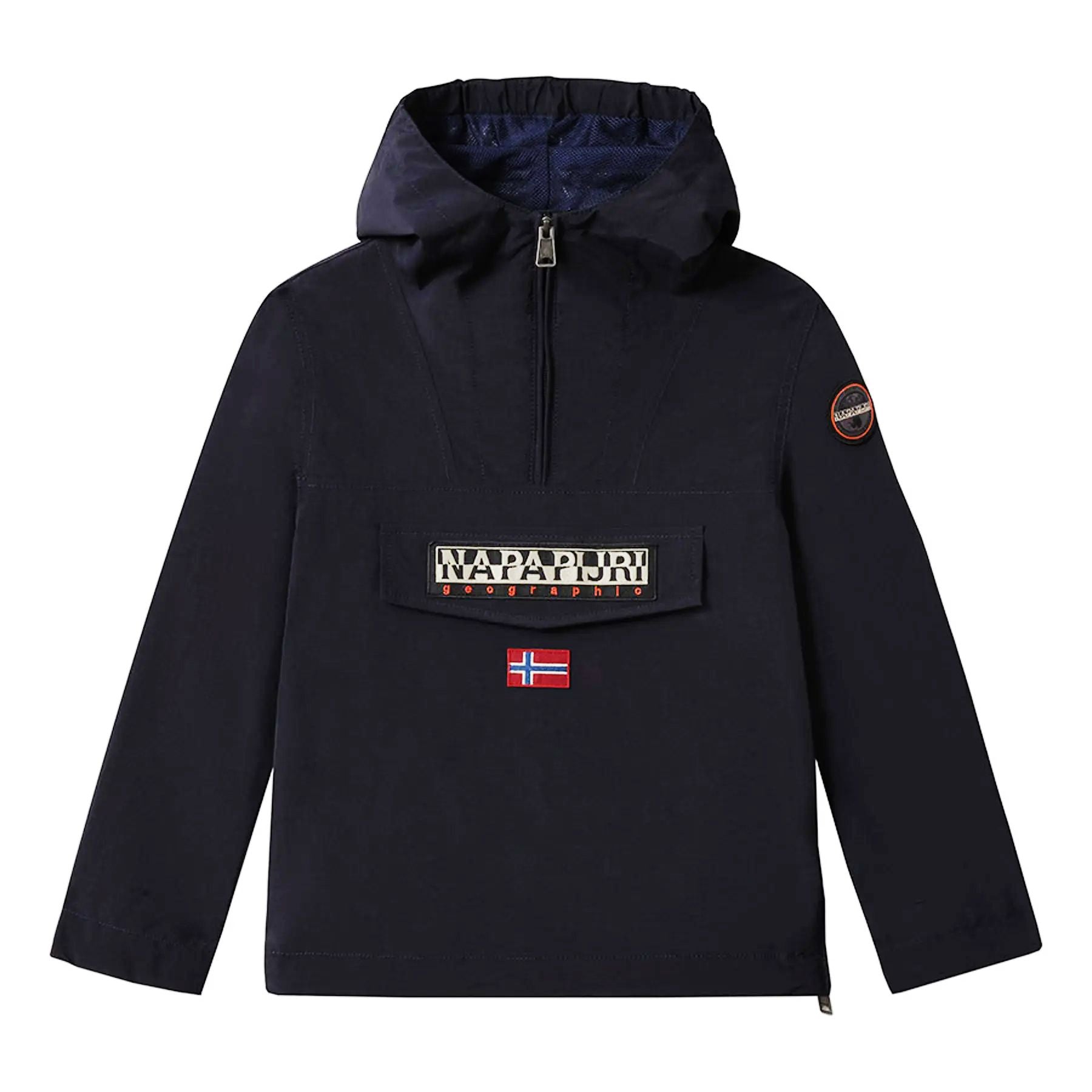 Napapijri Lightweight Solid Color Jacket with Fixed Hood and Maxi Pocket