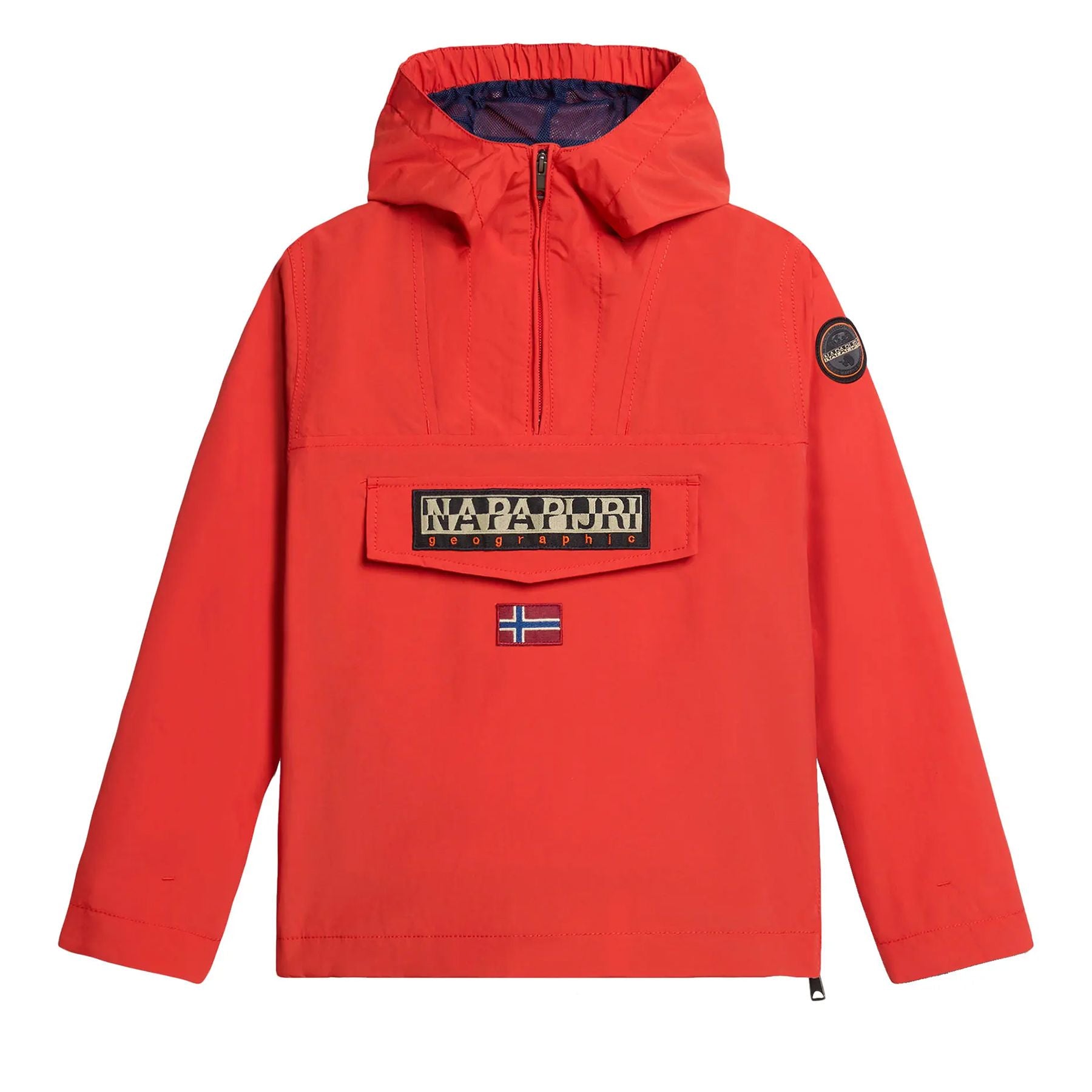 Napapijri Lightweight Solid Color Jacket with Fixed Hood and Maxi Pocket