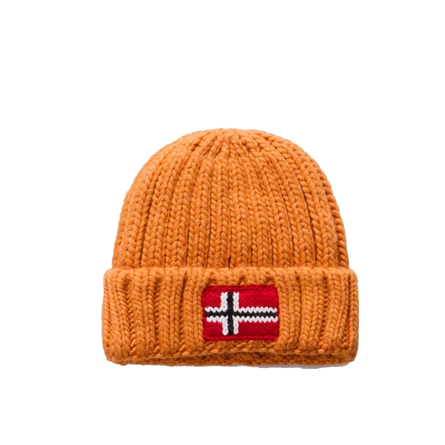 Napapijri Orange Ribbed Knit Hat for Kids