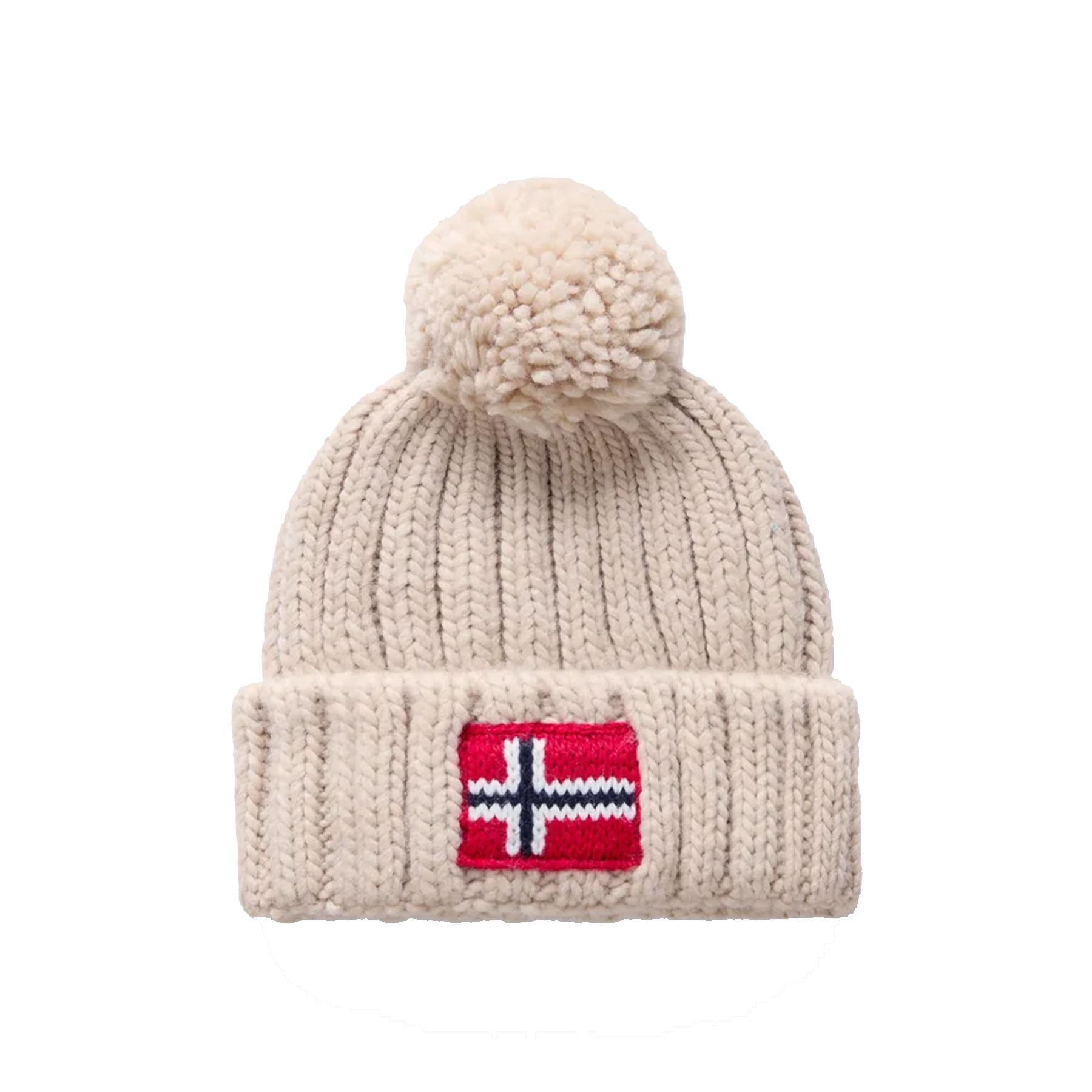 Napapijri Ribbed Knit Hat for Kids in Beige