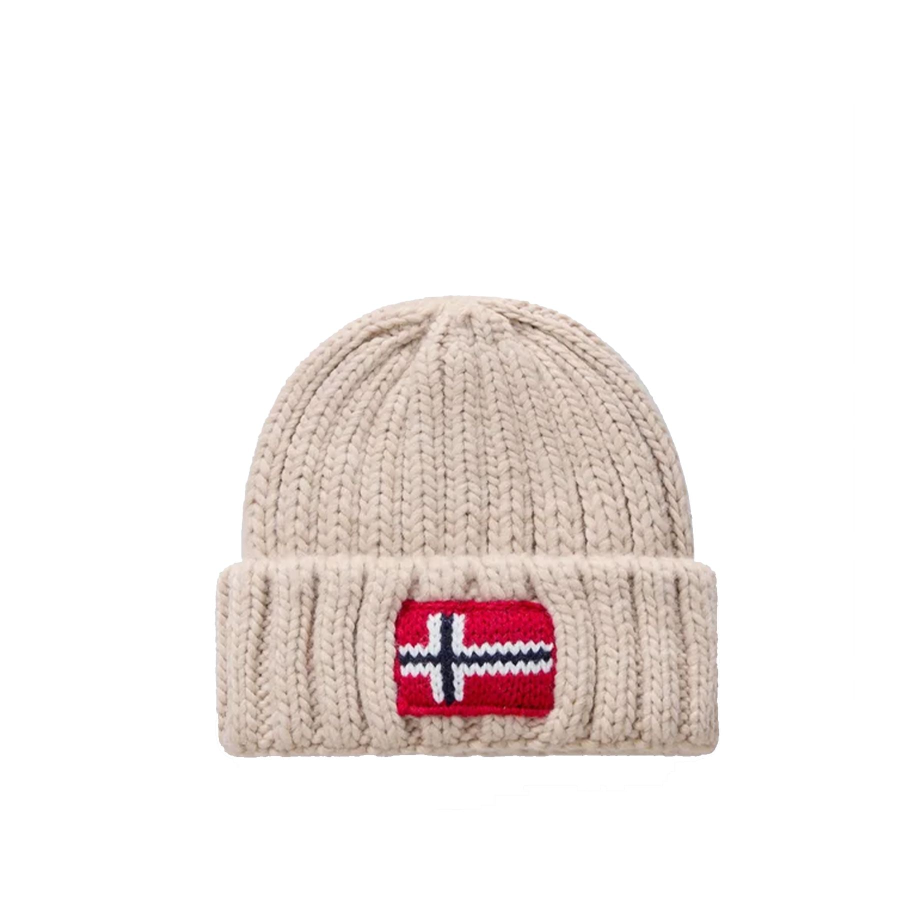 Napapijri Ribbed Knit Hat for Kids in Beige