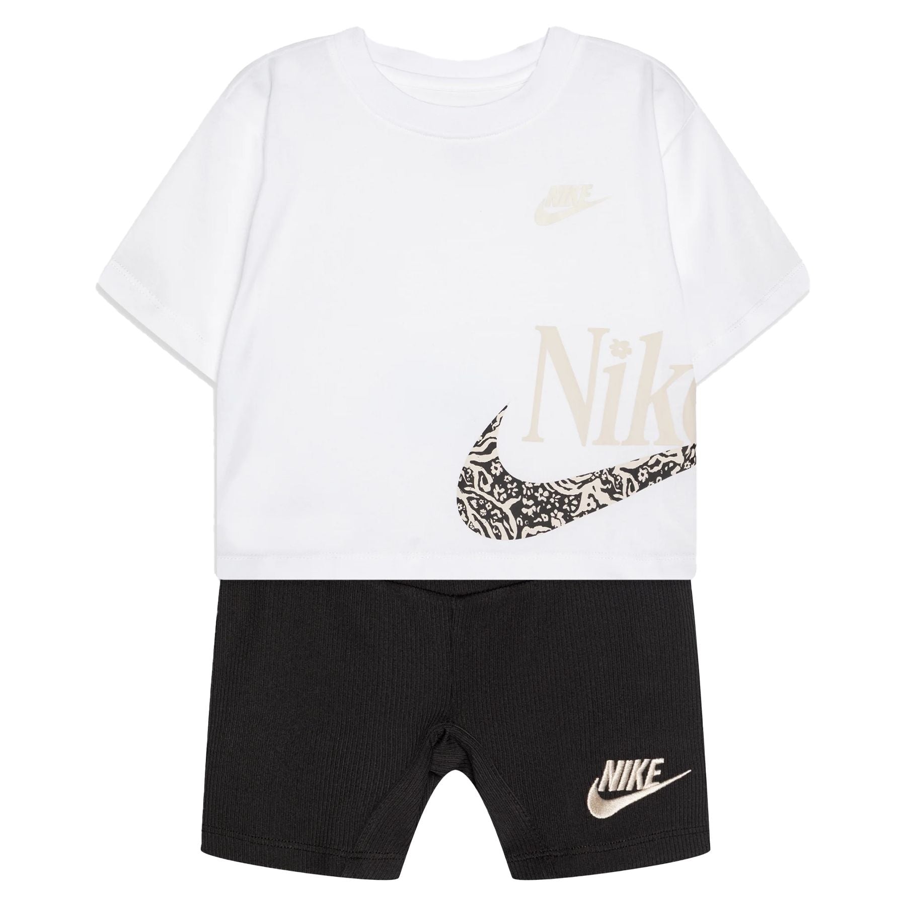 Nike Sportswear Set: White T-shirt and Black Bermuda Shorts