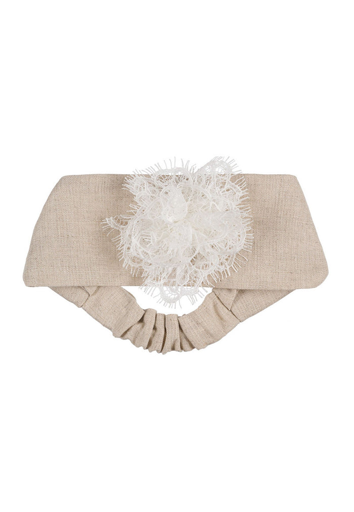 Nanan Fascia in Lino C/fiore Beige Taglia 2