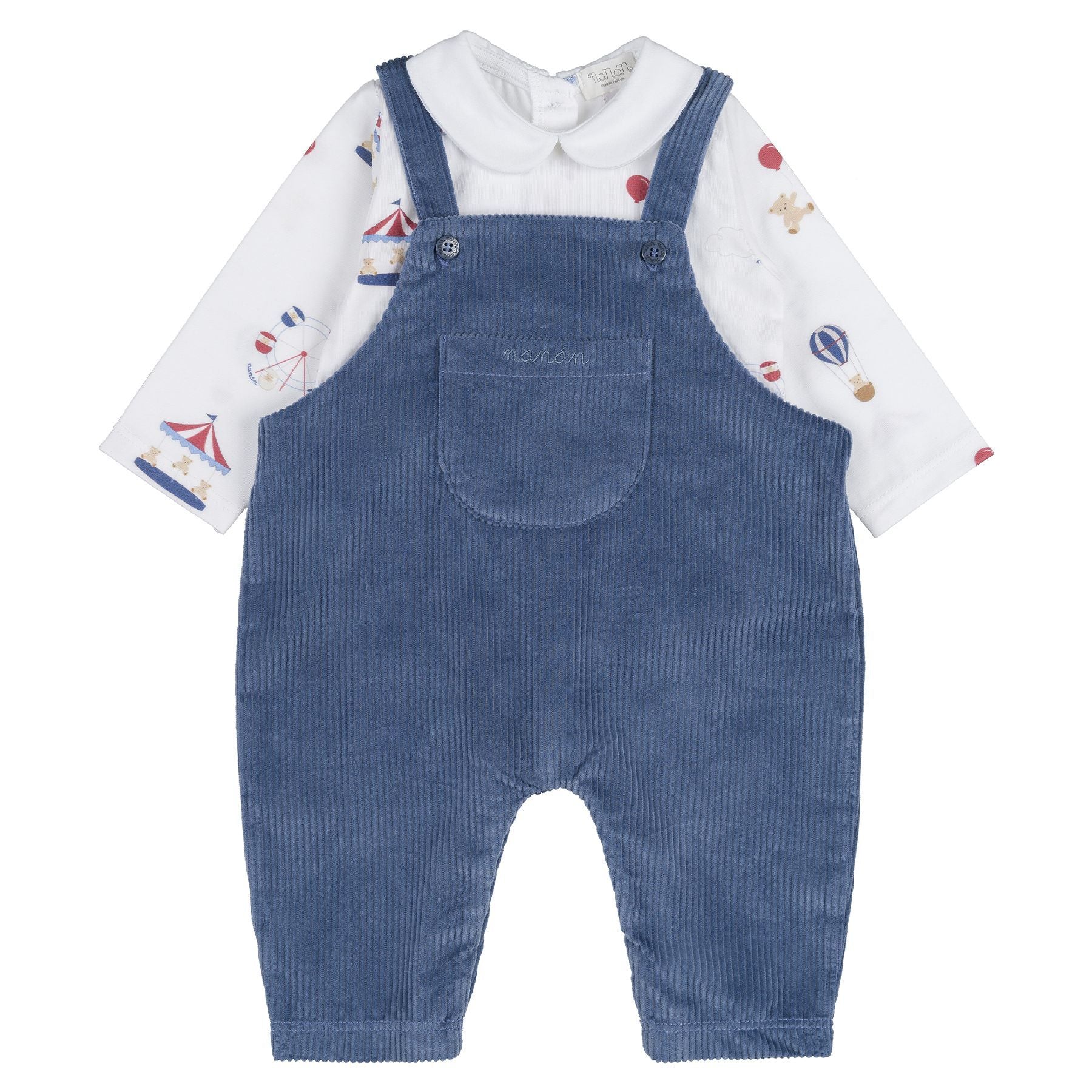 Nanan Blue Jersey Dungaree with Allover Circus