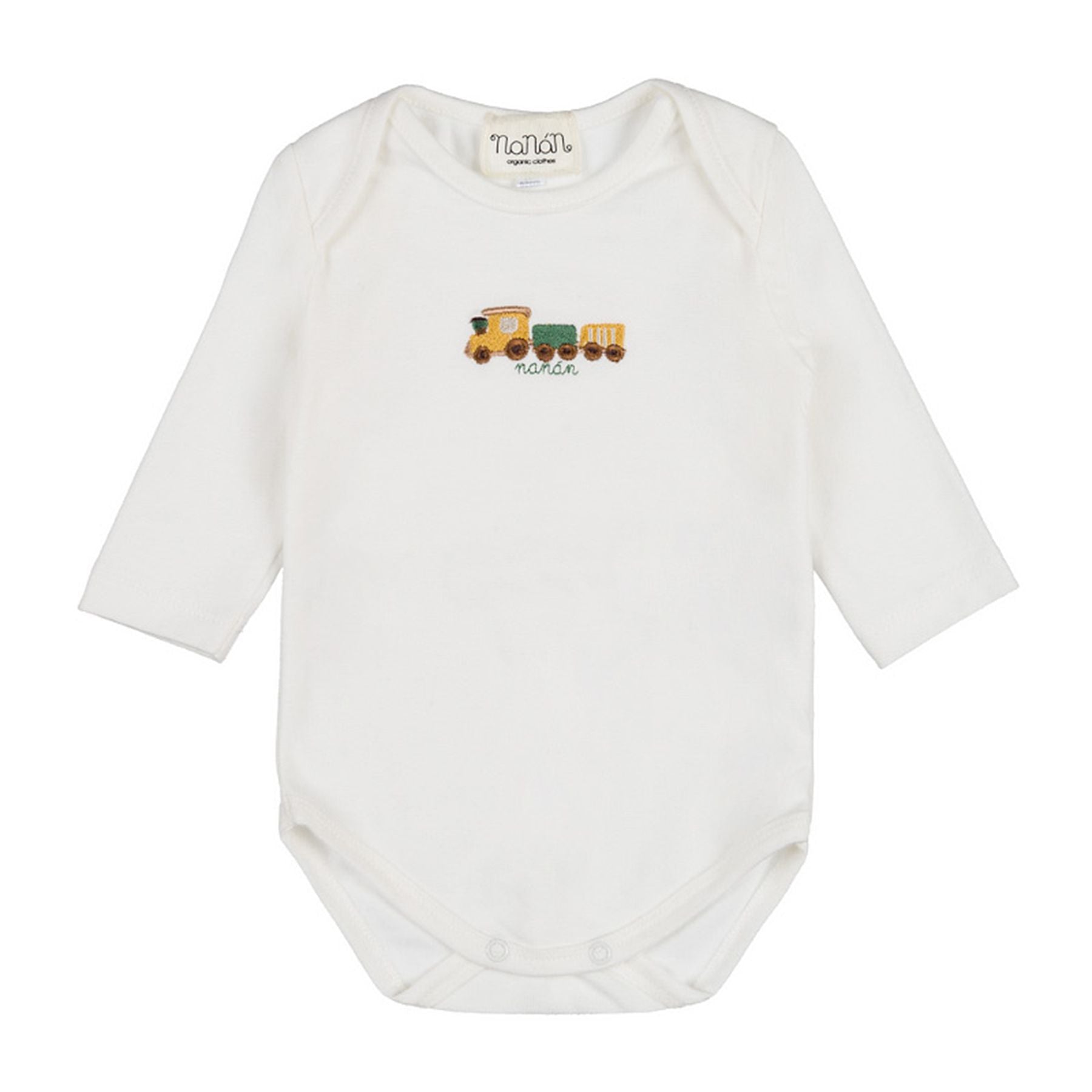 Nanan White Long Sleeve Bodysuit with Train