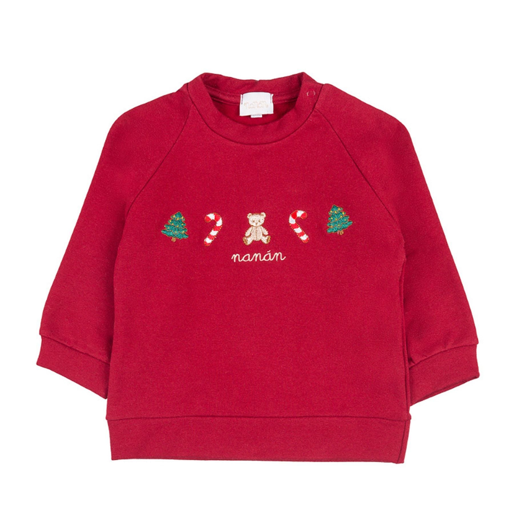 Nanan Red Sweatshirt with Christmas Embroidery