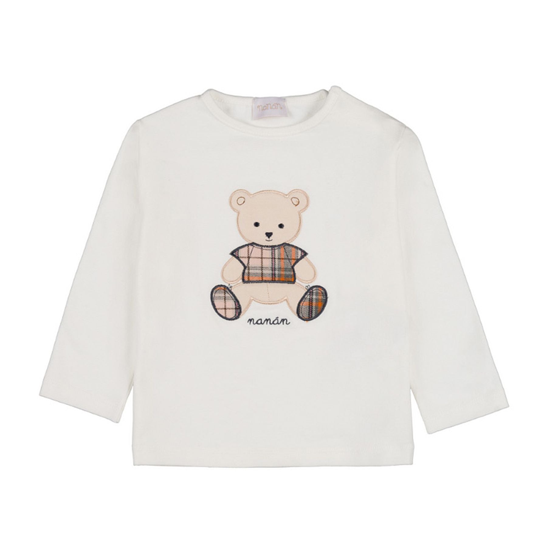 Nanan Cream Crew Neck T-Shirt with Teddy Bear