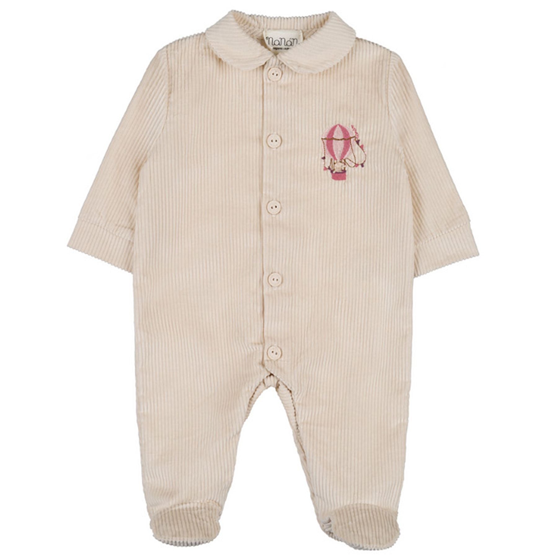 Nanan Open Front Onesie with Feet and Hot Air Balloon