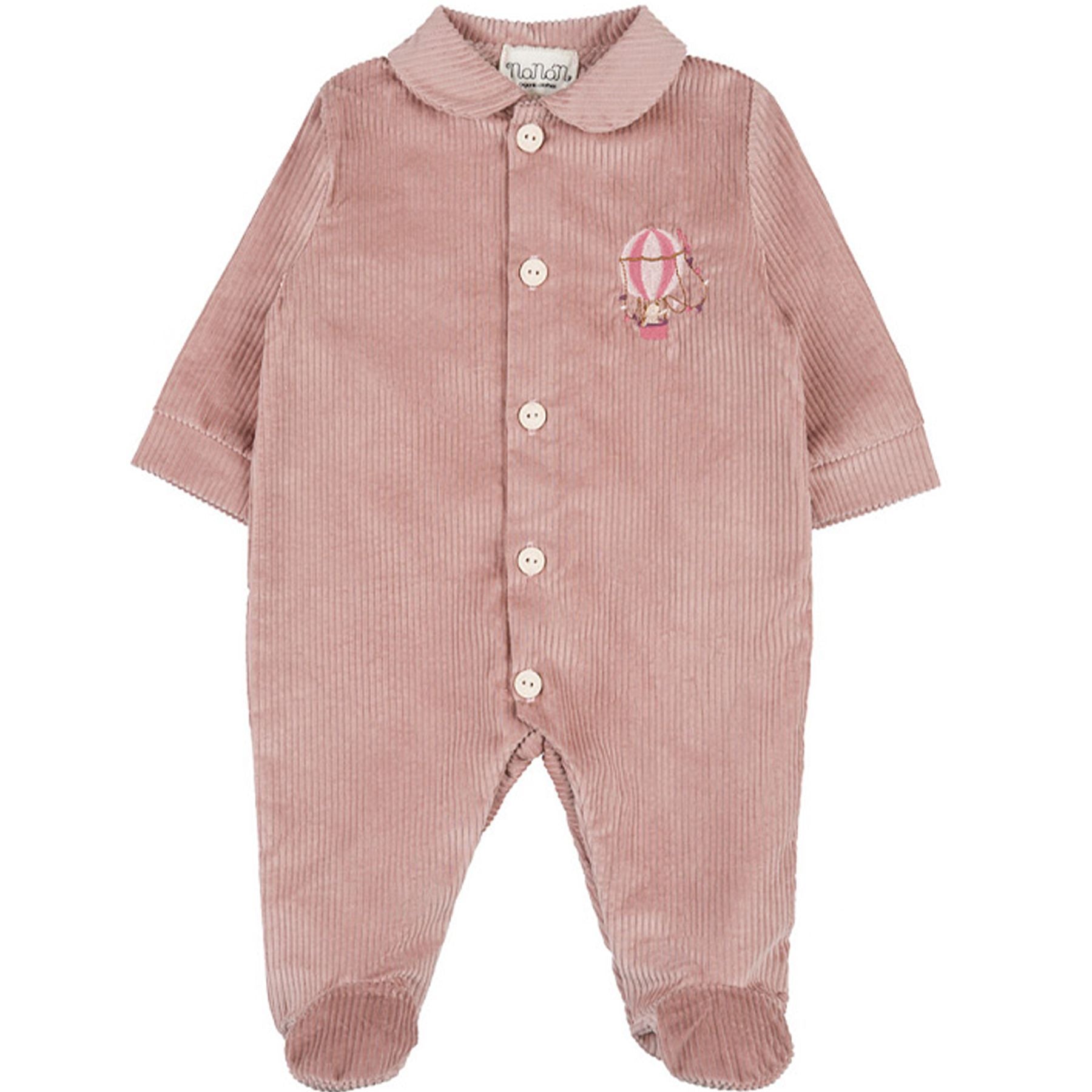 Nanan Open Front Onesie with Feet and Hot Air Balloon