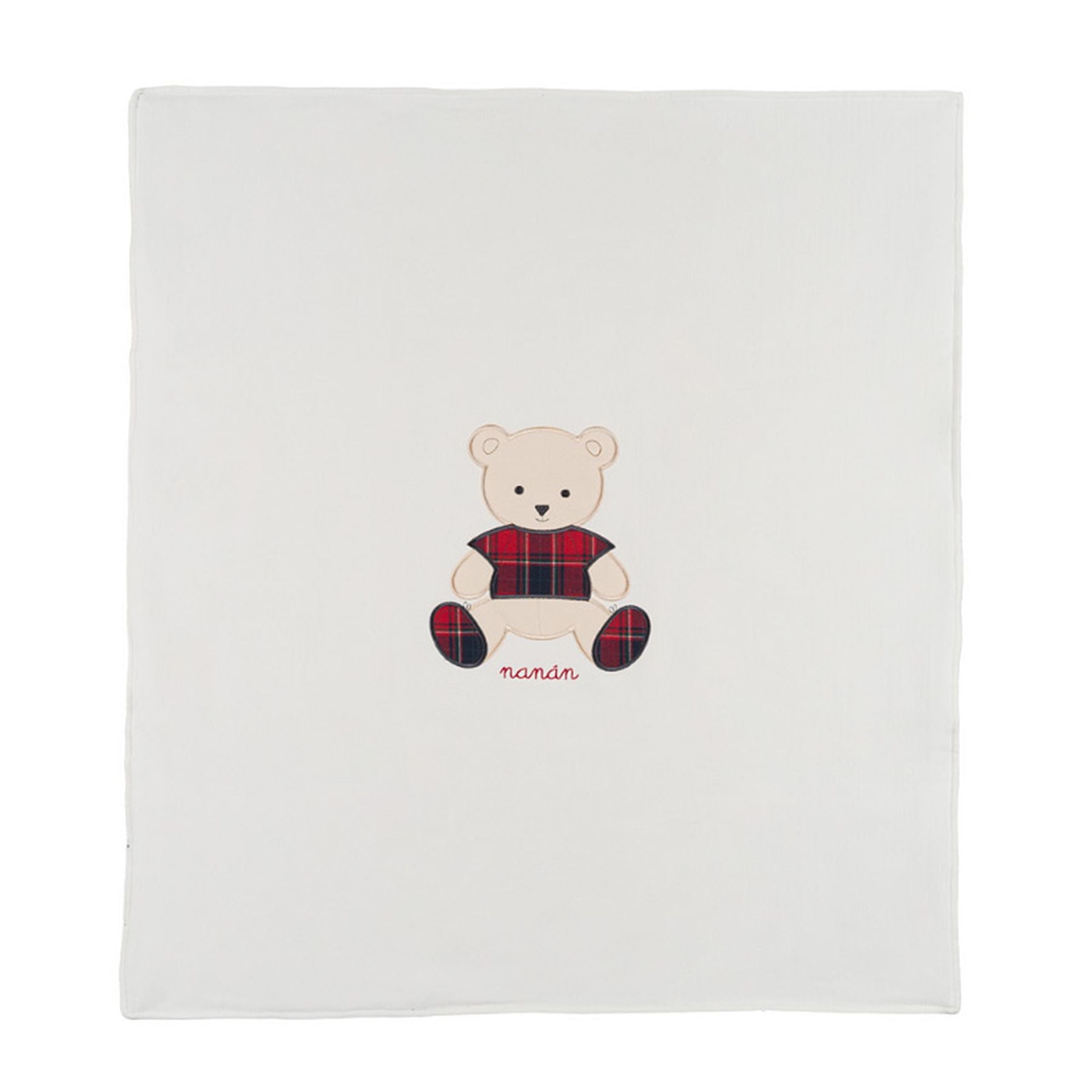 Nanan White Blanket with Teddy Bear