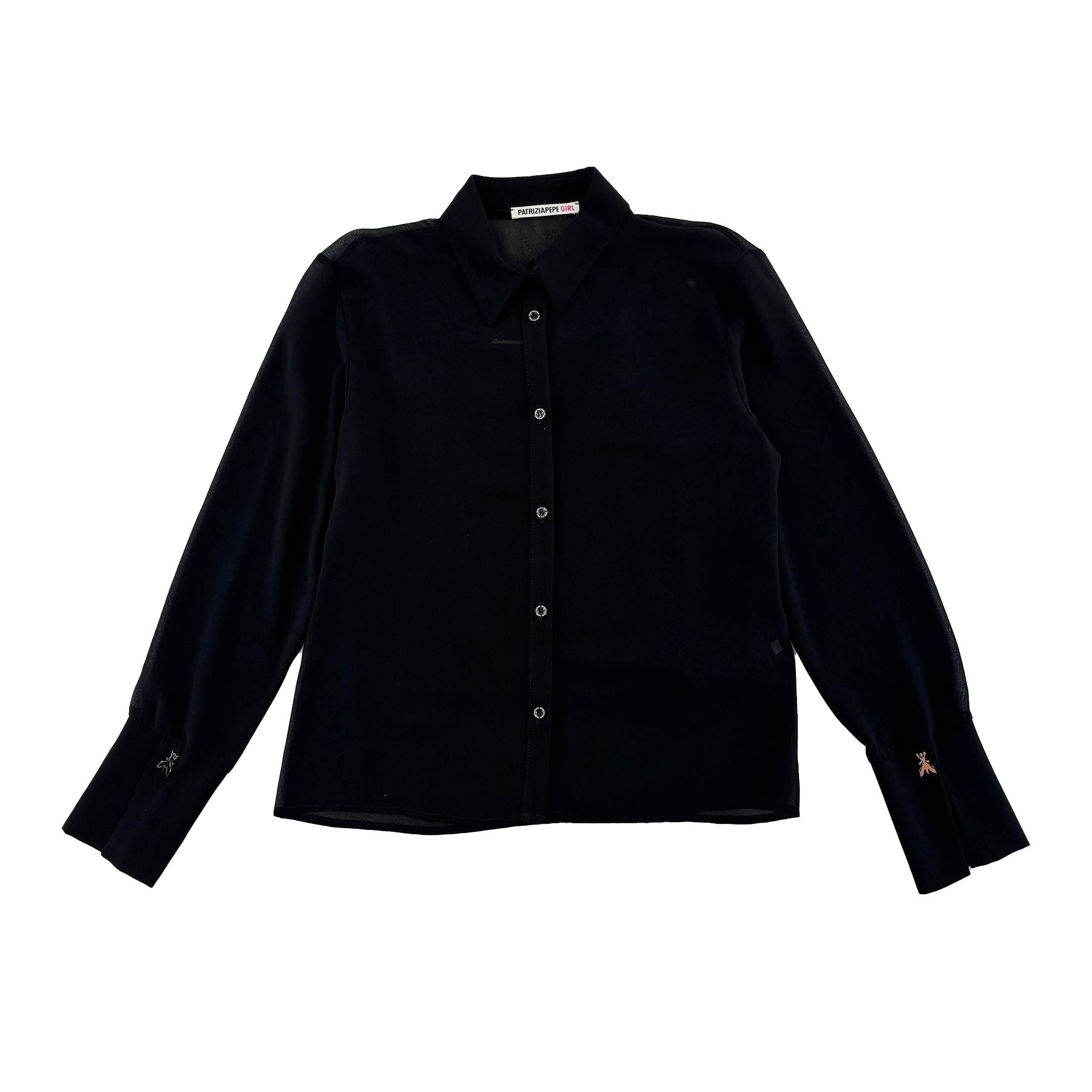 Patrizia Pepe Lightweight Voile Shirt with Double Layer Structure, White and Black