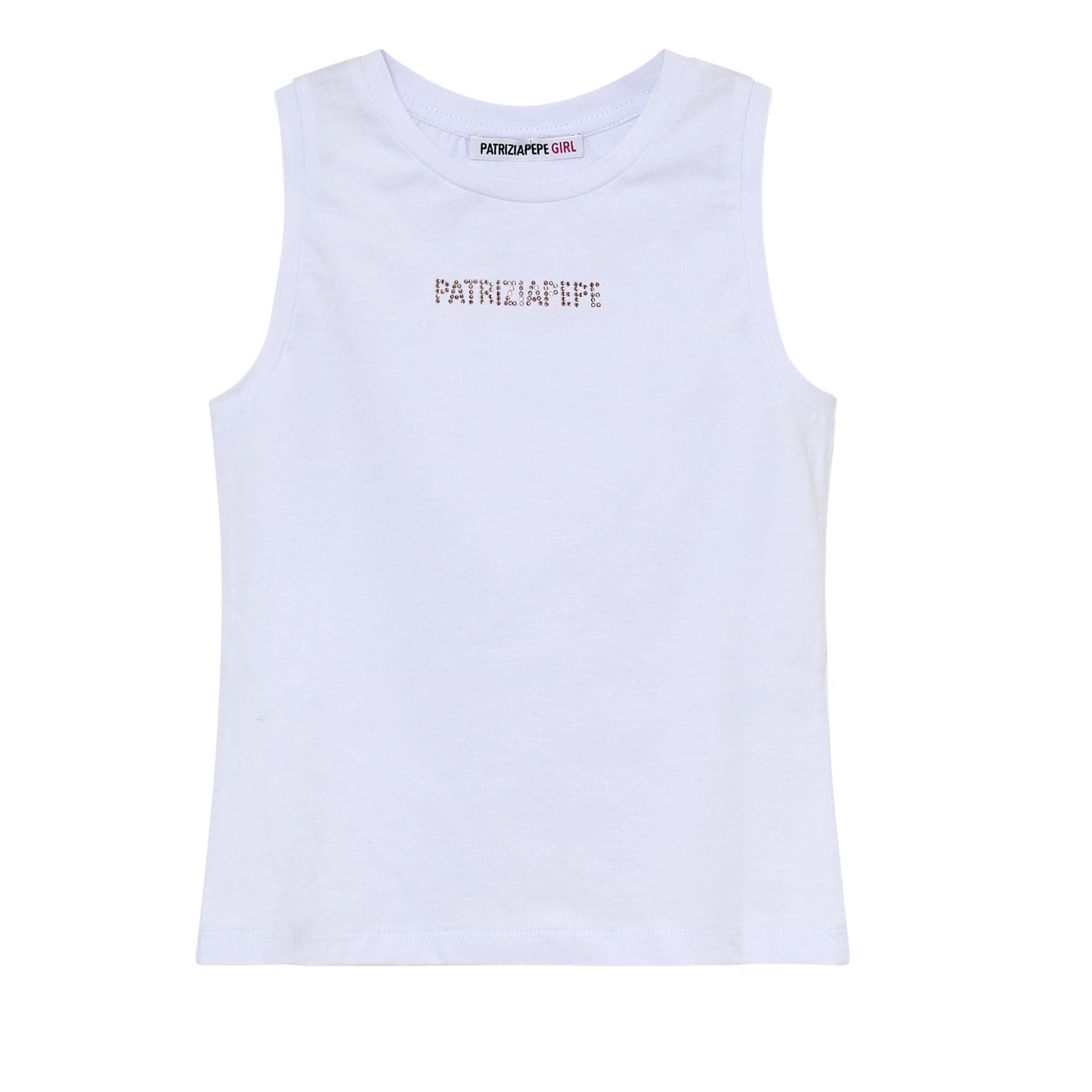 Patrizia Pepe Top Logo Rhinestone