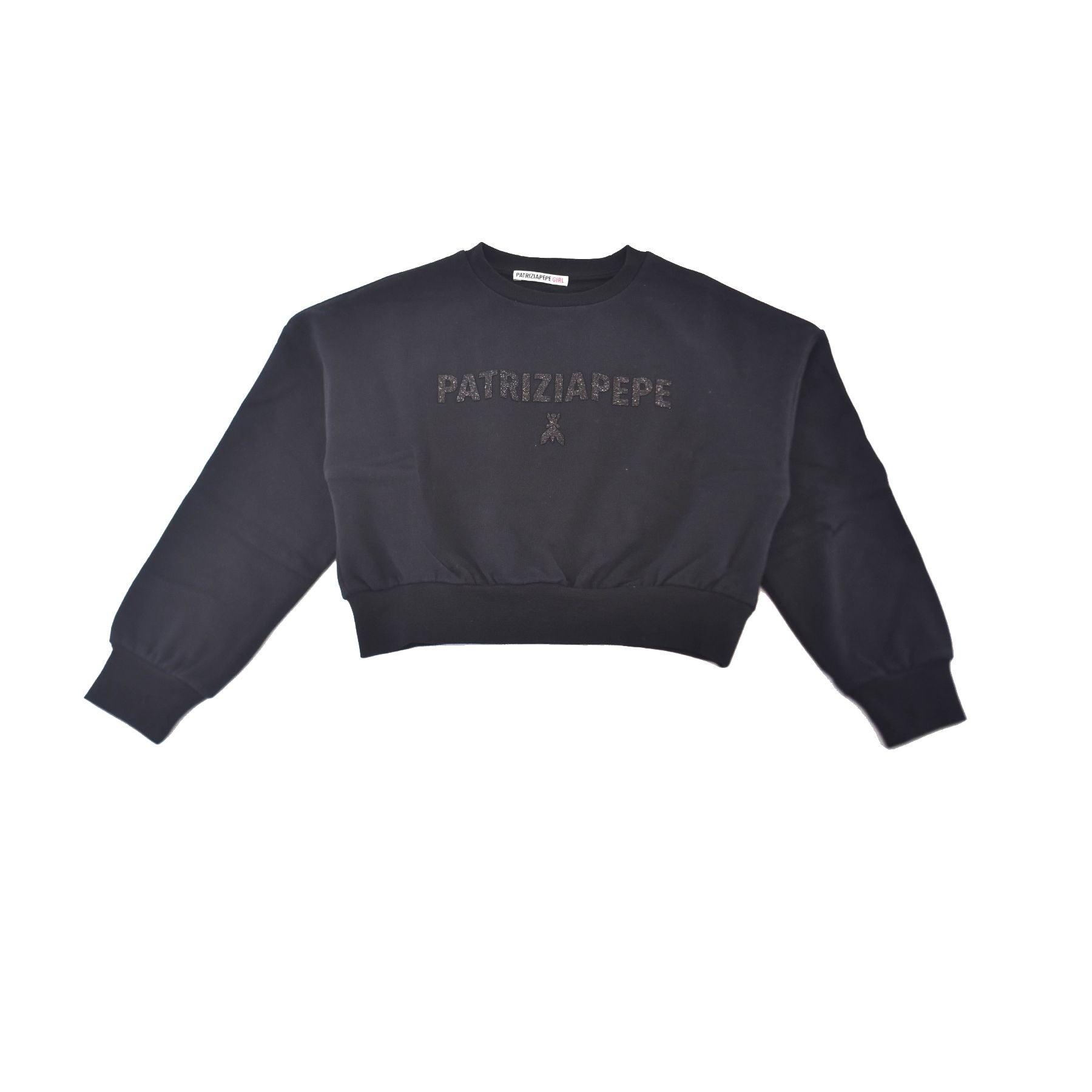Patrizia Pepe Black Crewneck Sweatshirt with Logo