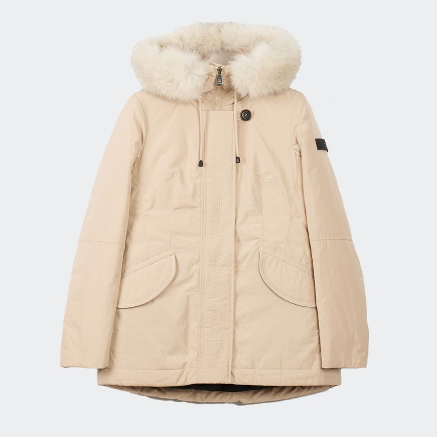 Peuterey Long Down Jacket with Fur Hood