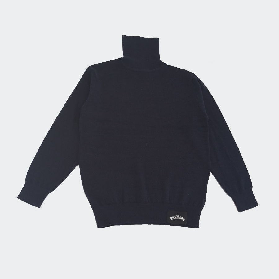 Richmond Solid Color Mock Neck Sweater with Logo
