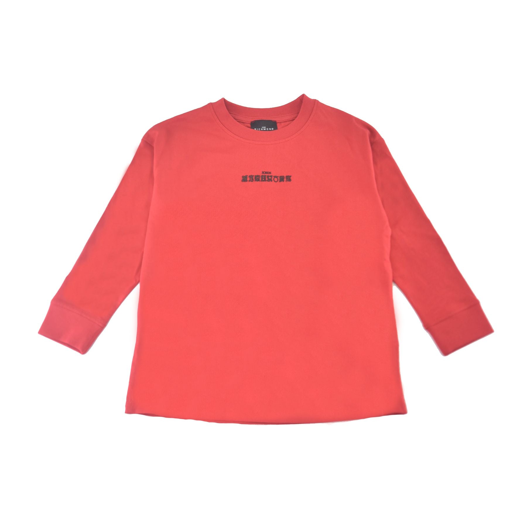 Solid color crew neck T-shirt with logo print