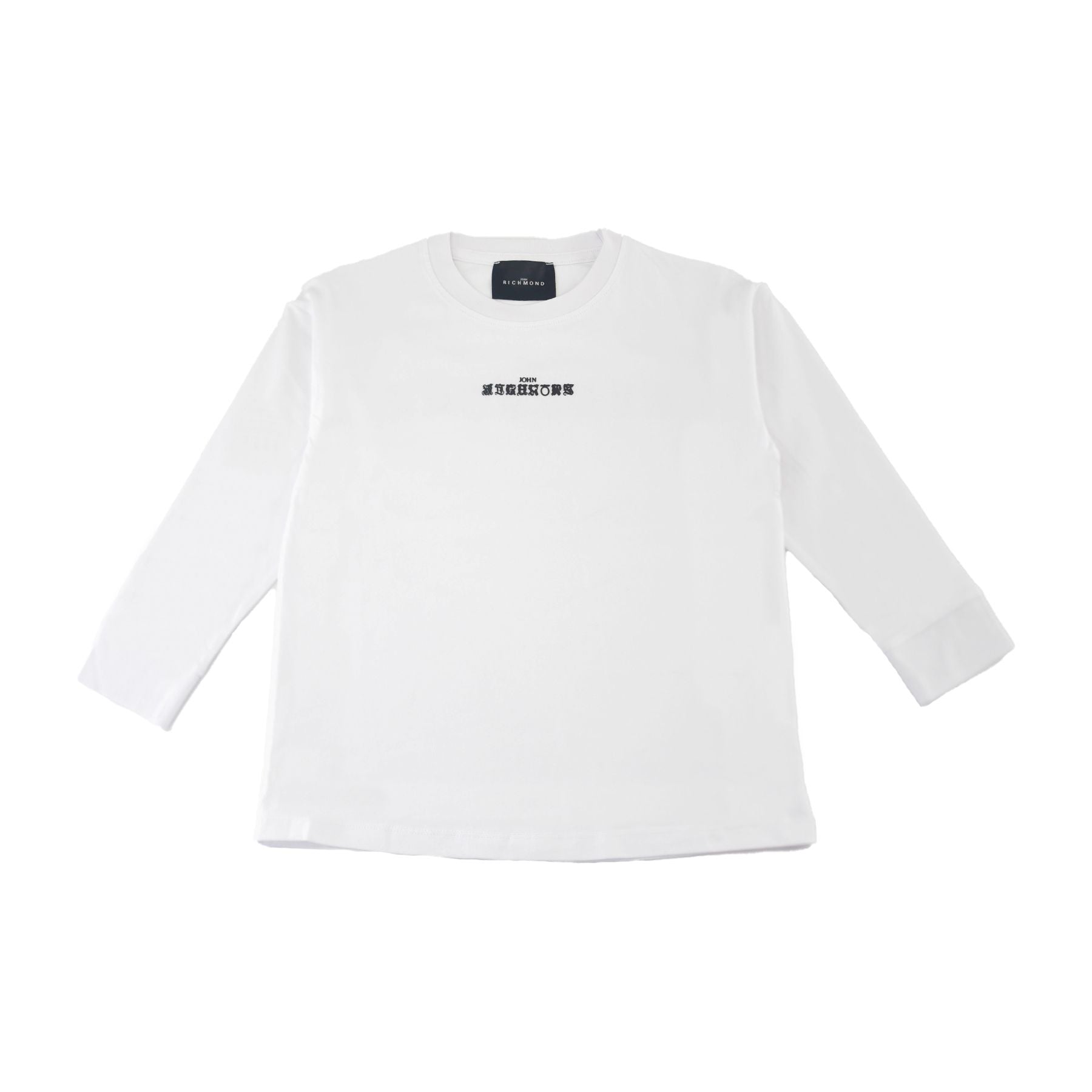 Solid color crew neck T-shirt with logo print