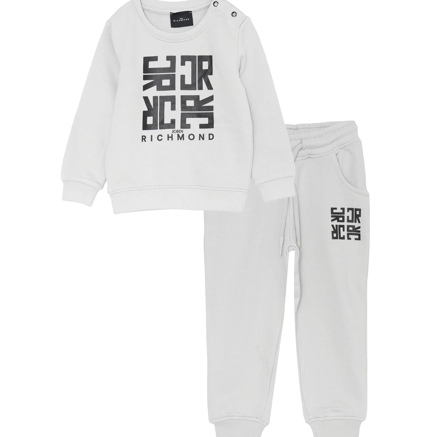 Crew neck tracksuit with light grey and blue jogging bottoms