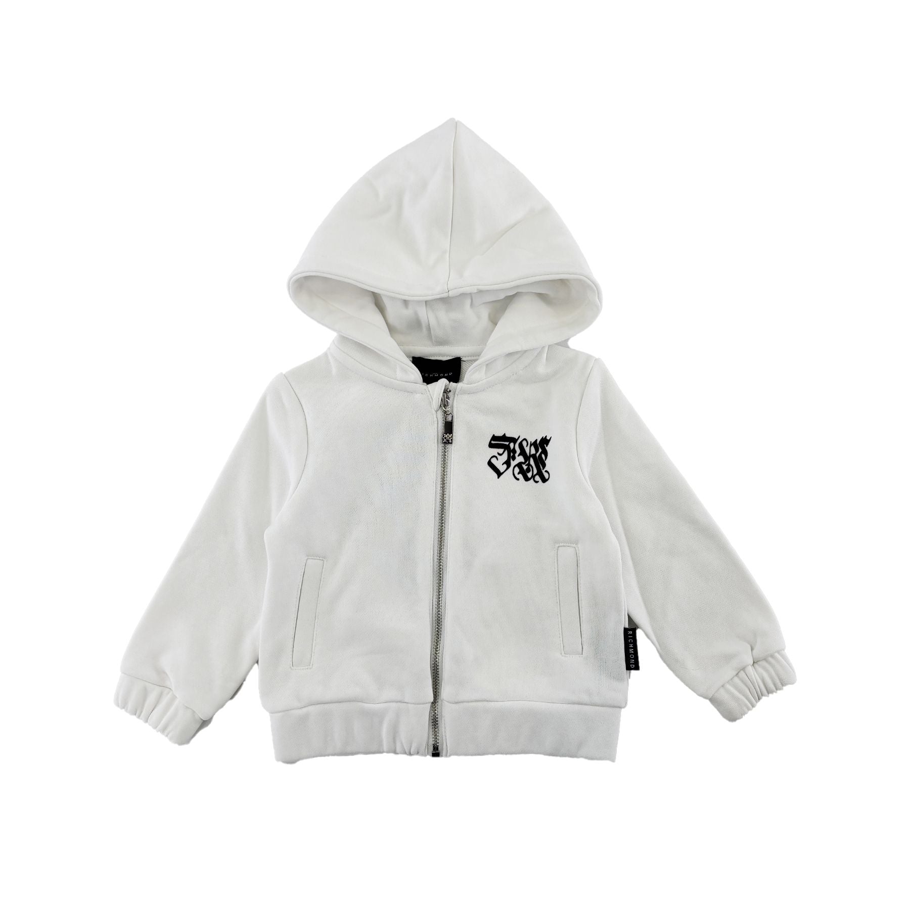 Richmond White Sweatshirt with Practical Zip and Comfortable Hood