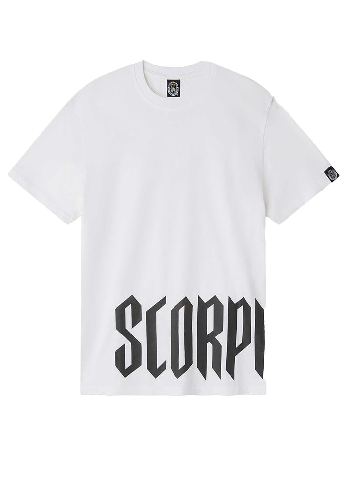 Scorpion bay T-shirt Bianco Stampata Gothic Lettering