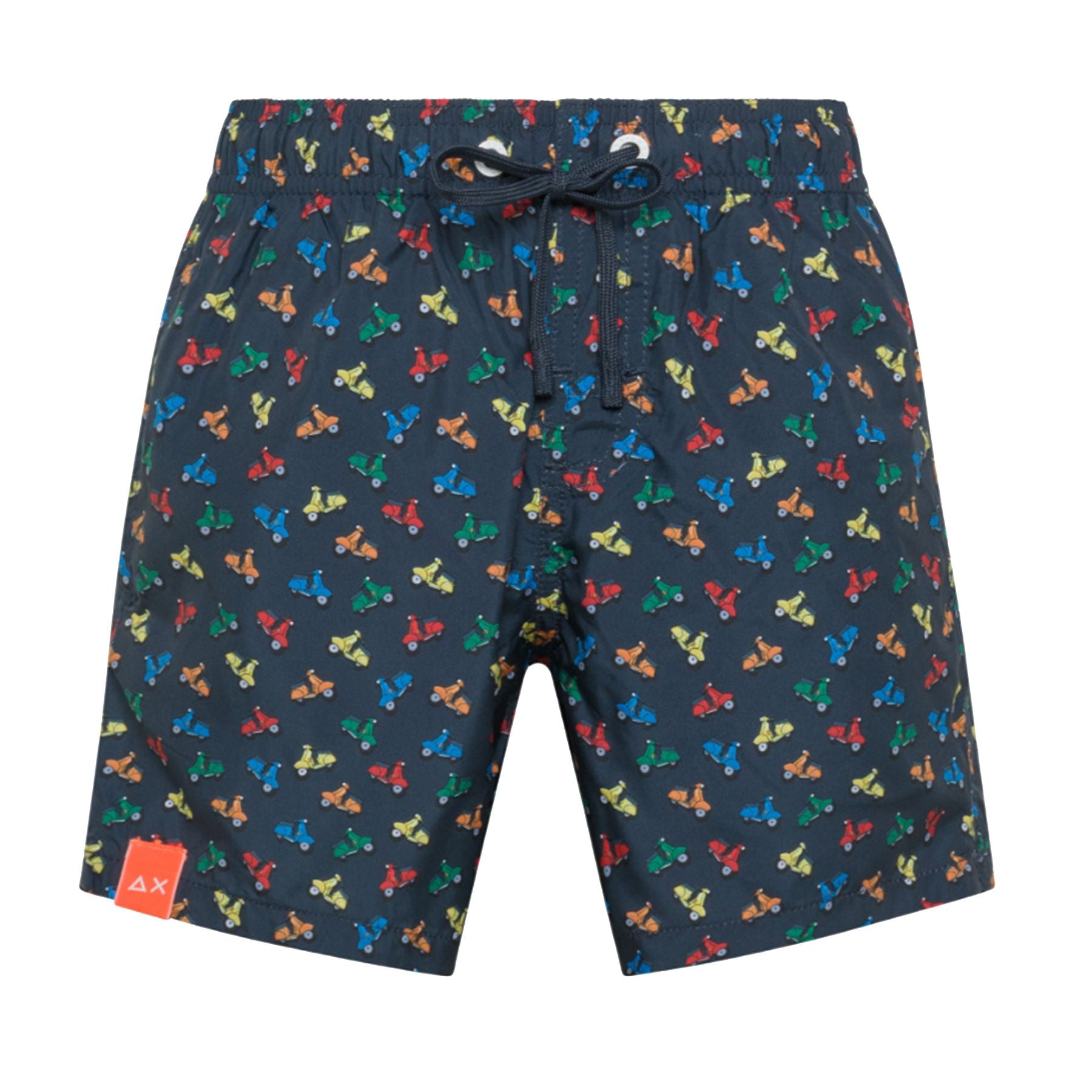 Sun68 Blue Nylon Swimsuit Boxer with Vespa Pattern