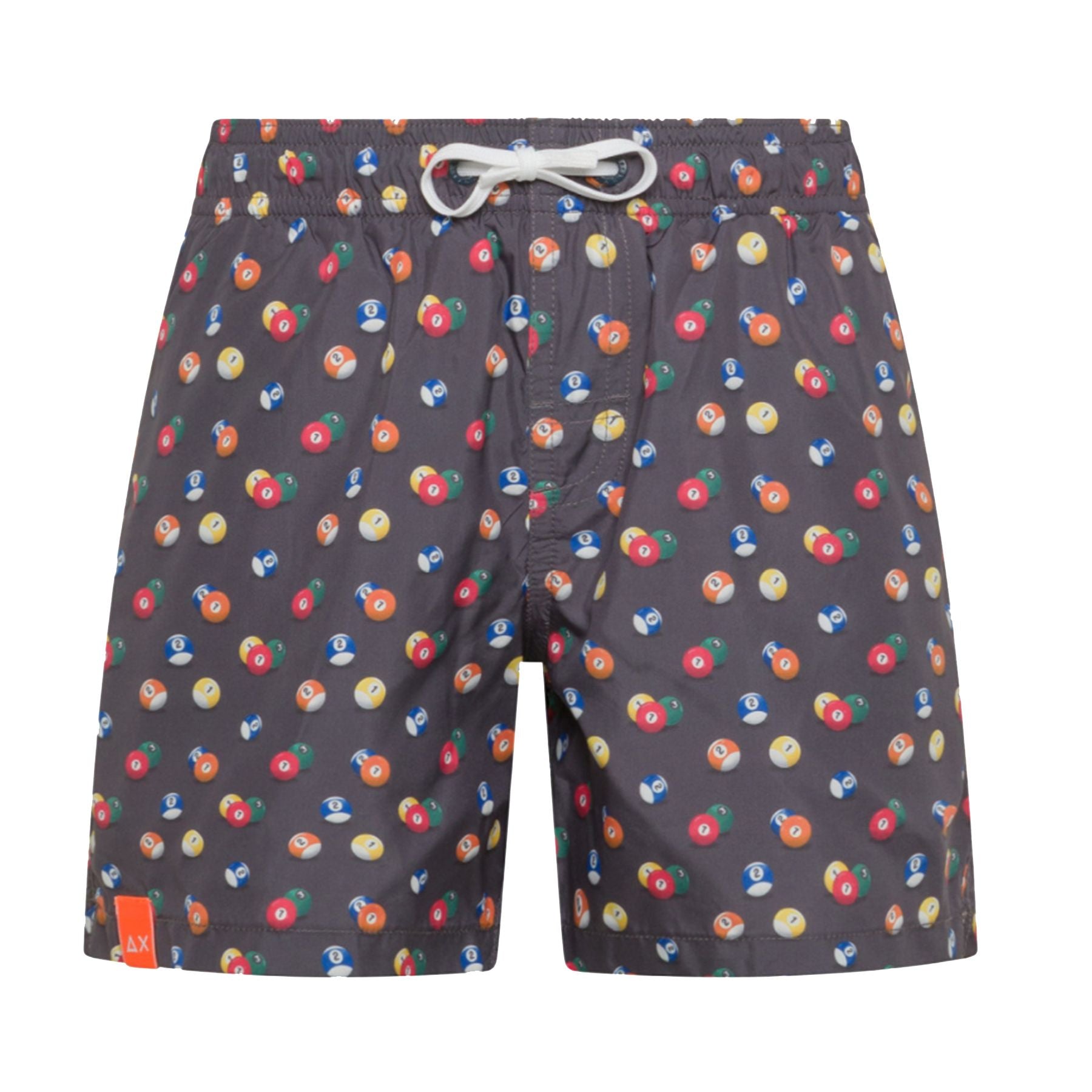 Sun68 Black Nylon Swim Boxer Swimsuit with Billiards Pattern