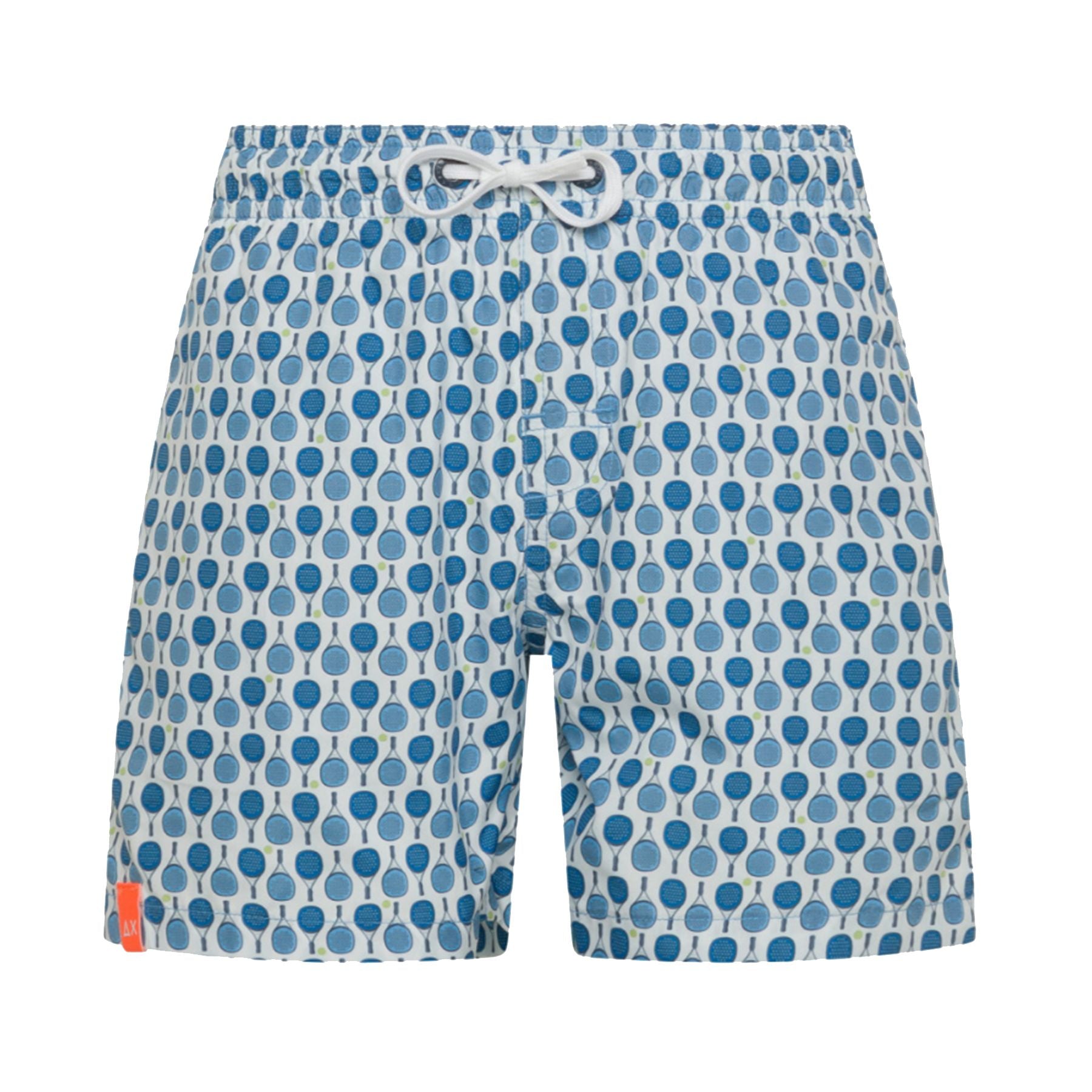 Sun68 Swimsuit Boxer in White Nylon with Tennis Pattern