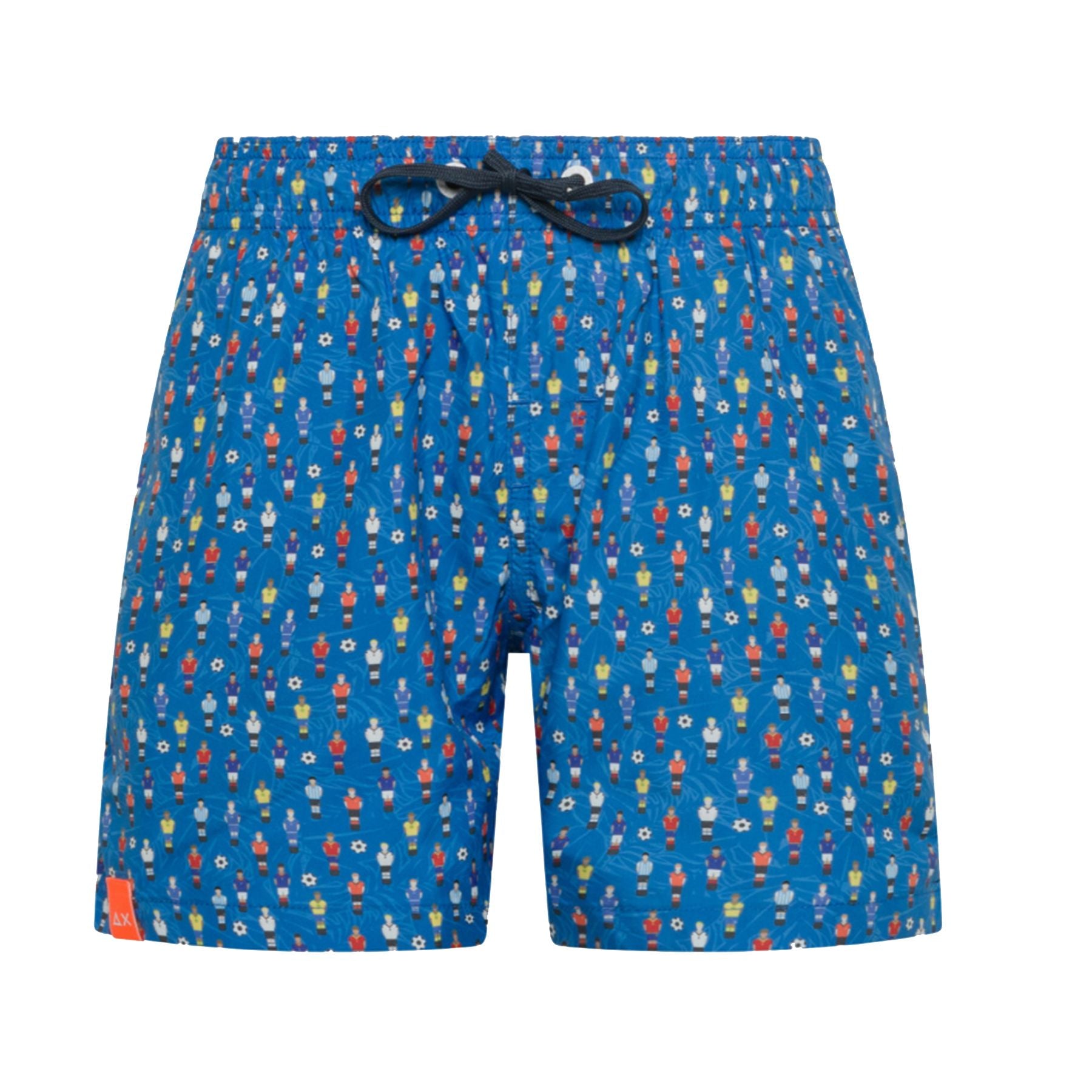 Sun68 Blue Nylon Swim Boxer Swimsuit with Football Pattern