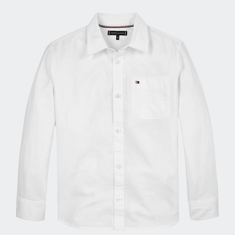 Tommy Hilfiger Solid Color Shirt with Pocket and Embroidery