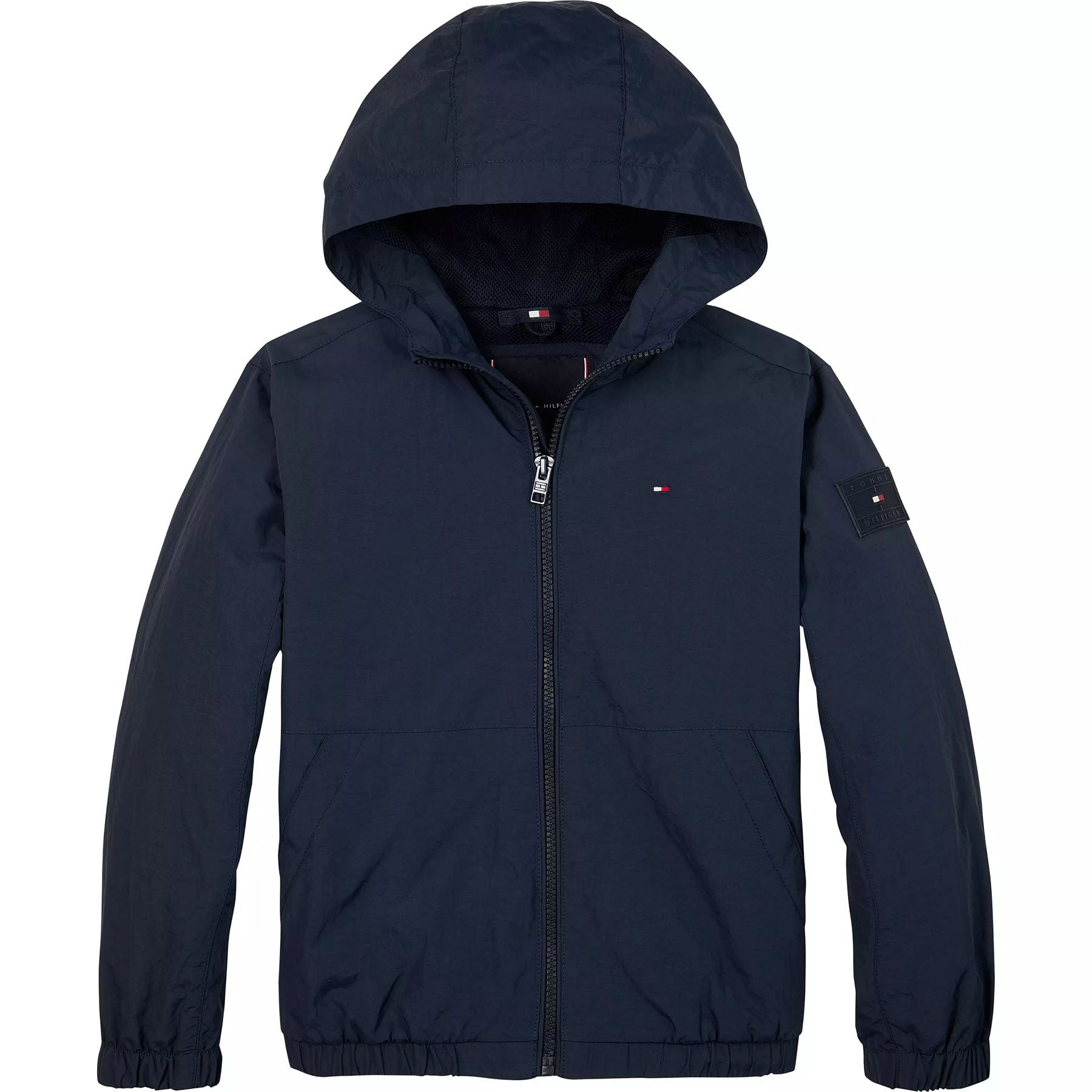 Tommy Hilfiger Tommy Blue Windbreaker Jacket Made of Solid Color Fabric