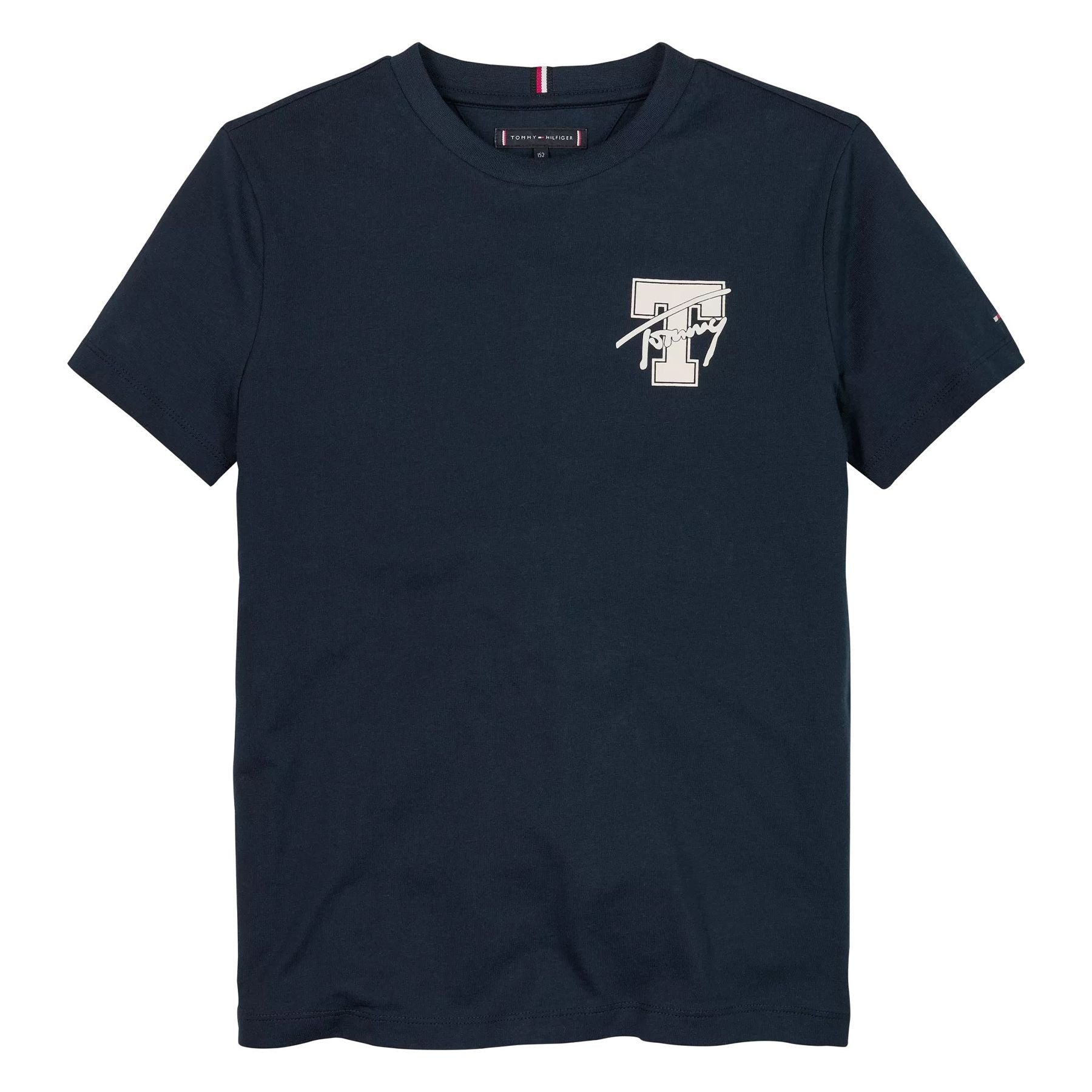 Tommy Hilfiger Classic Blue Crew Neck T-Shirt with Embroidered Logo