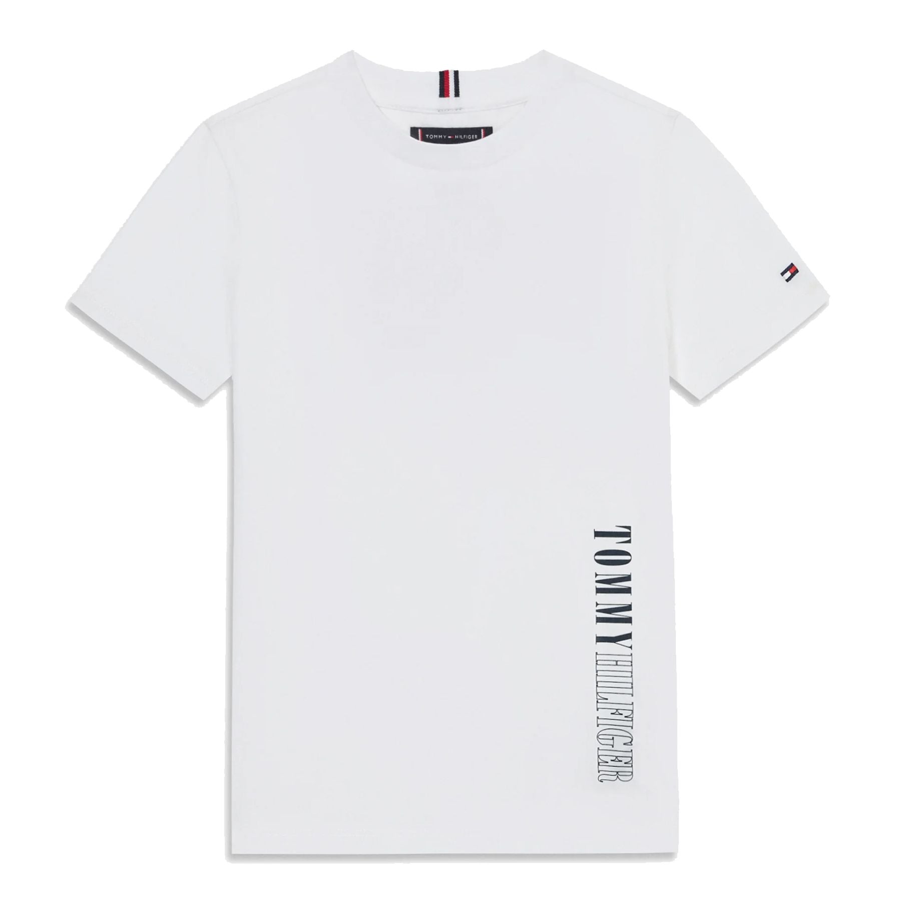 Tommy Hilfiger White Crew Neck T-Shirt with Classic Embroidered Logo