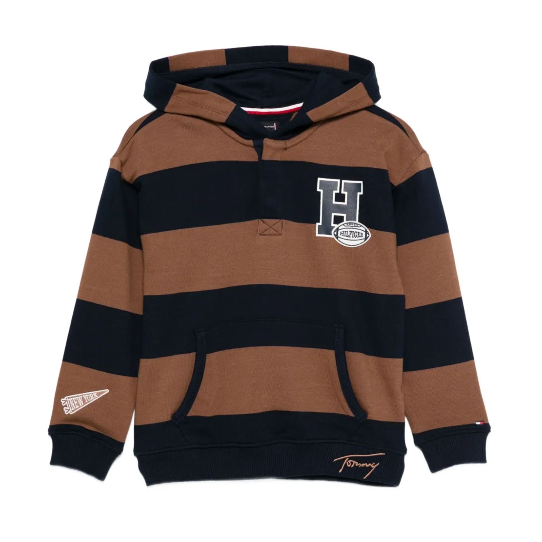 Varsity Striped Button-Up Hoodie