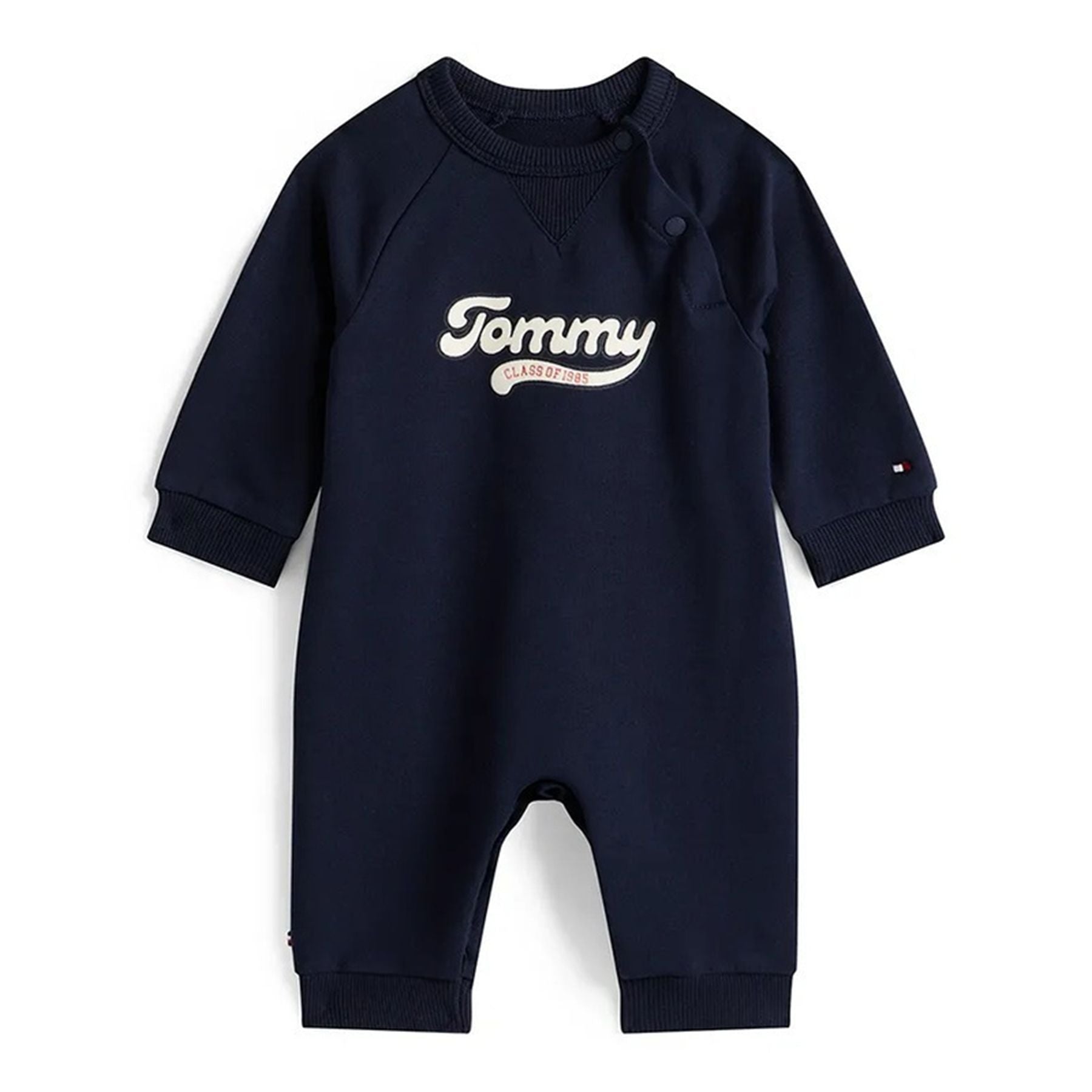 Tommy Hilfiger Blue Cotton Romper with Front Opening and Logo Print