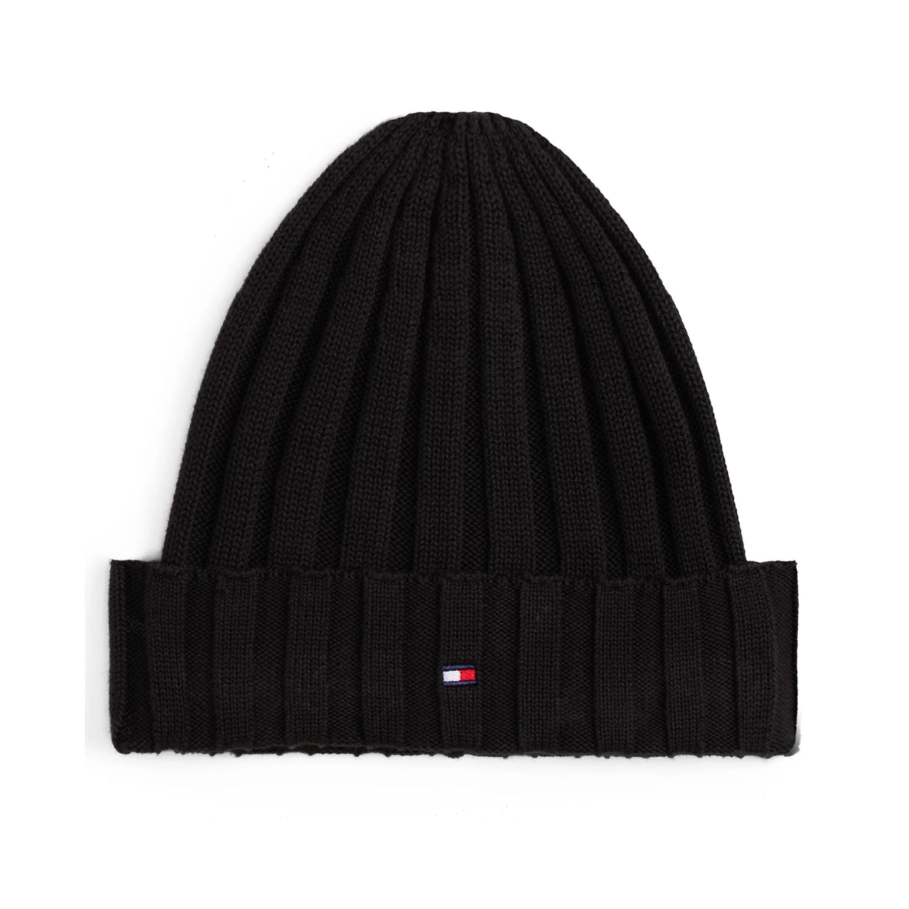 Tommy Hilfiger Black Knit Hat with Small Embroidery