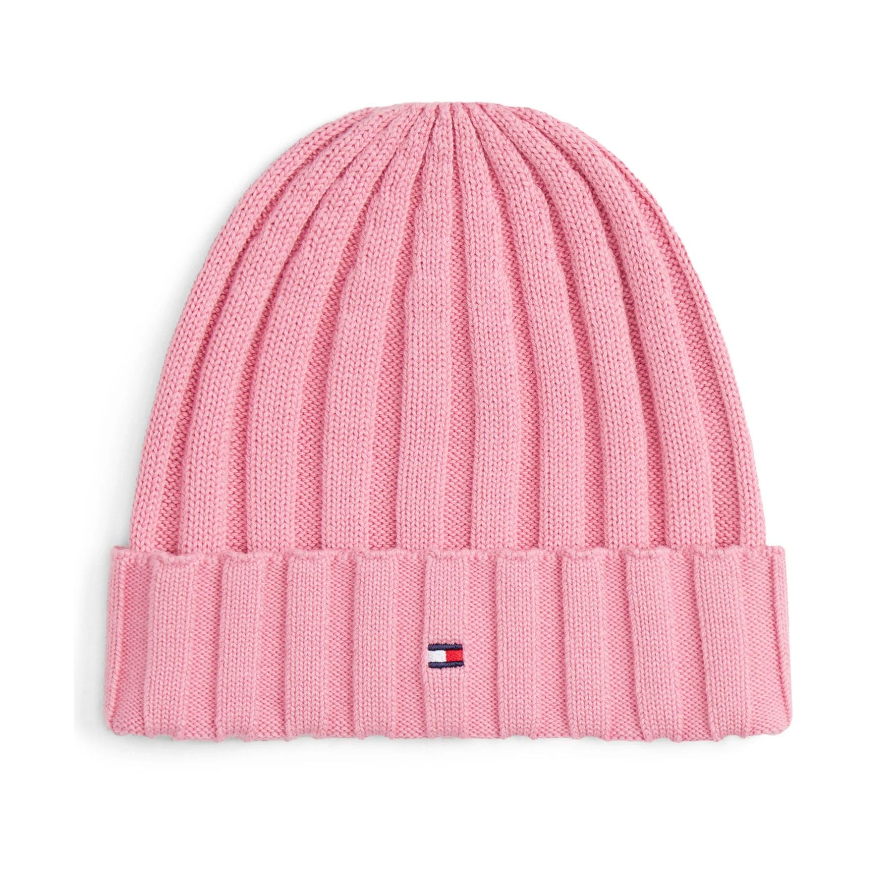 Tommy Hilfiger Pink Knit Hat with Small Embroidery